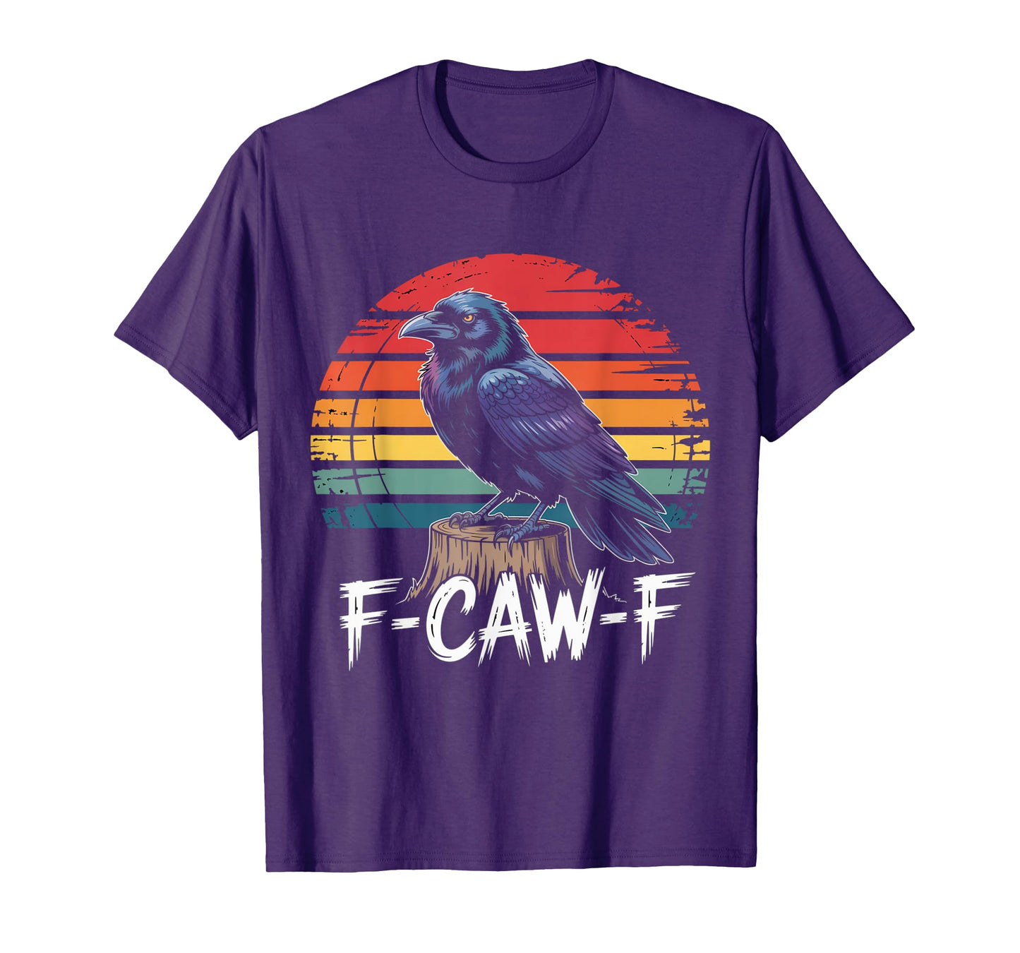 Vintage F-Caw-F Crow Bird Crawing Black Bird Crow Sunset T-Shirt