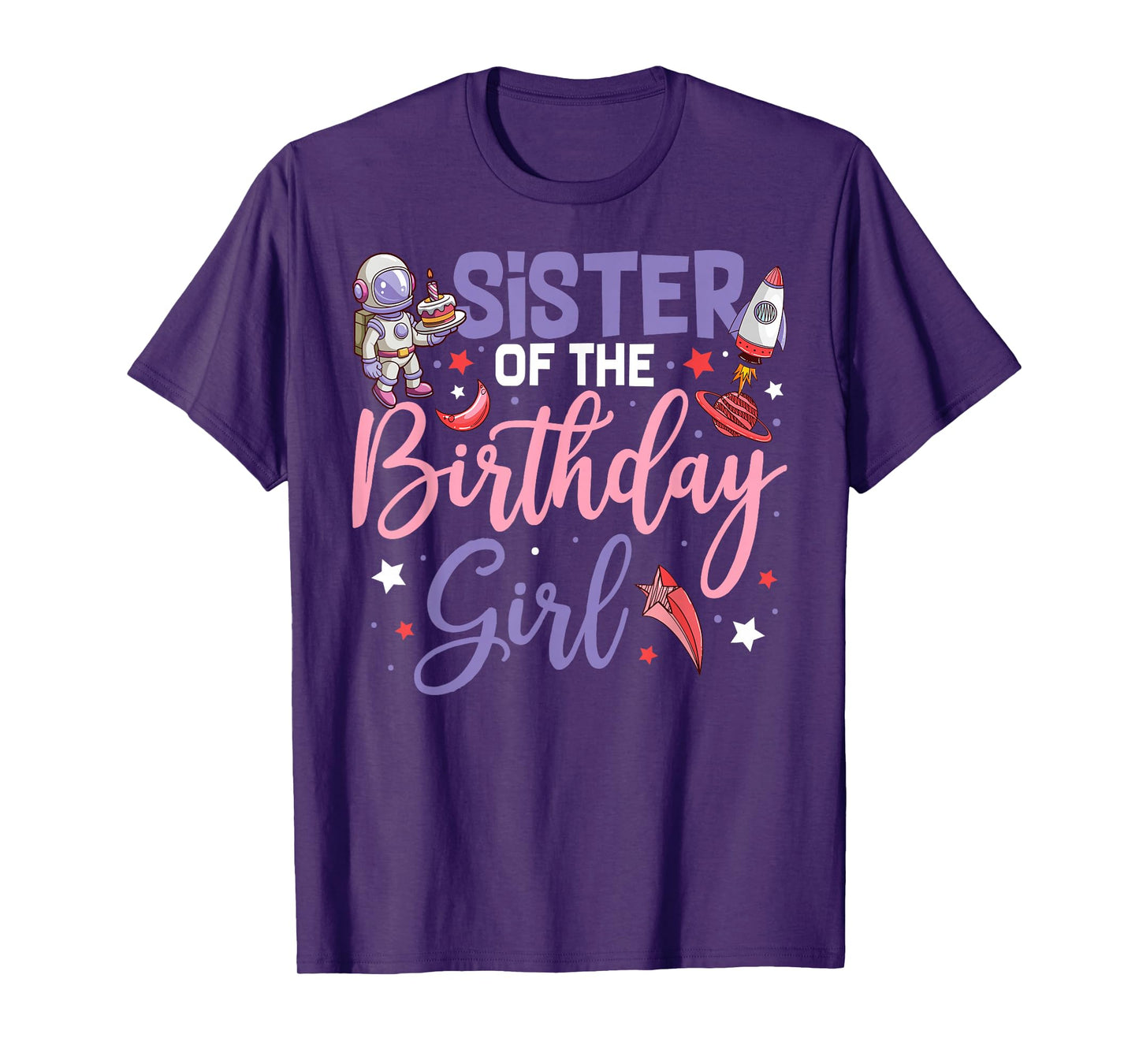 Two The Moon Sister Of the Birthday Girl Astronaut Family T-Shirt