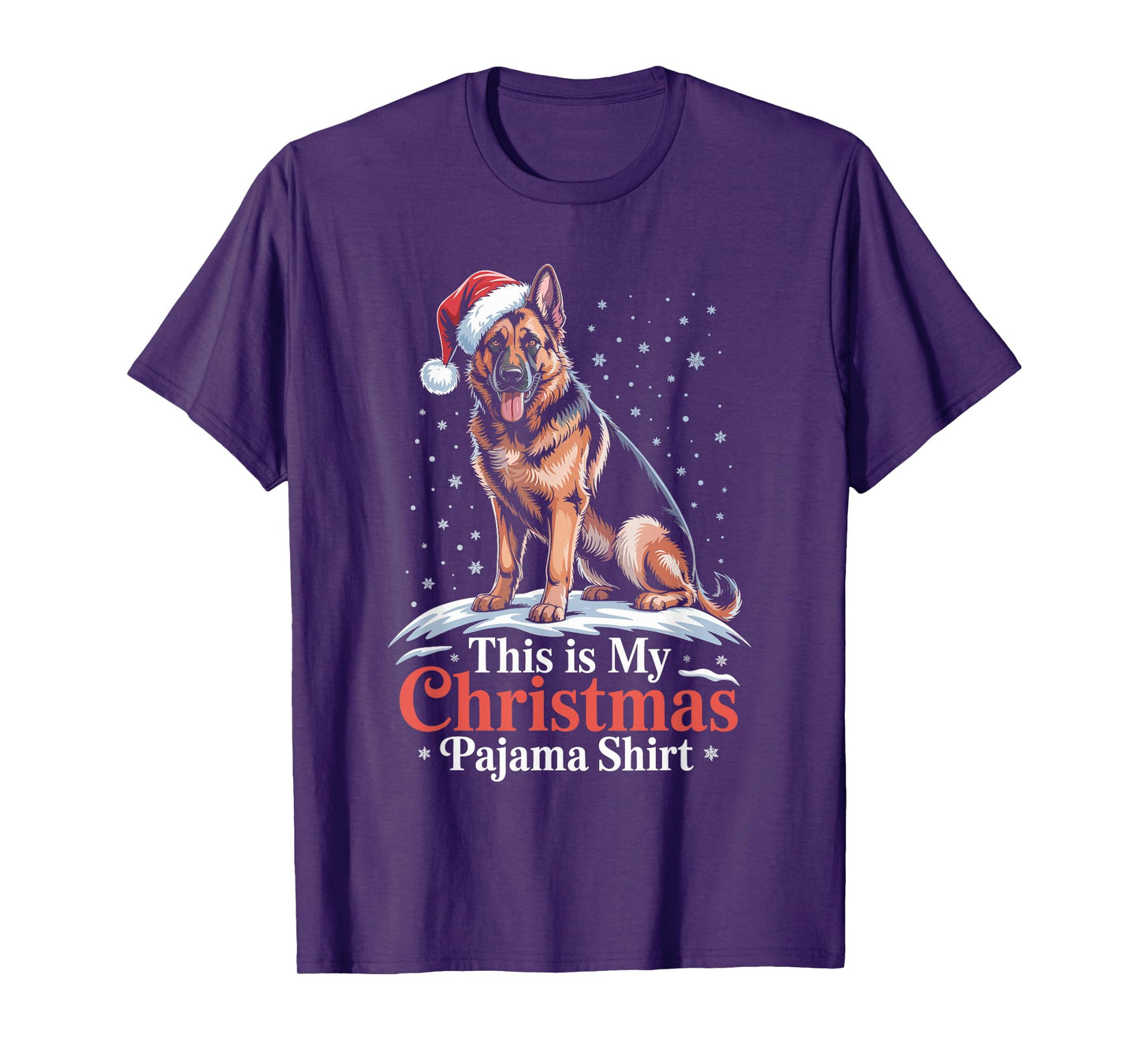 German Shepherd Santa Hat Christmas Dog Holiday Humor T-Shirt