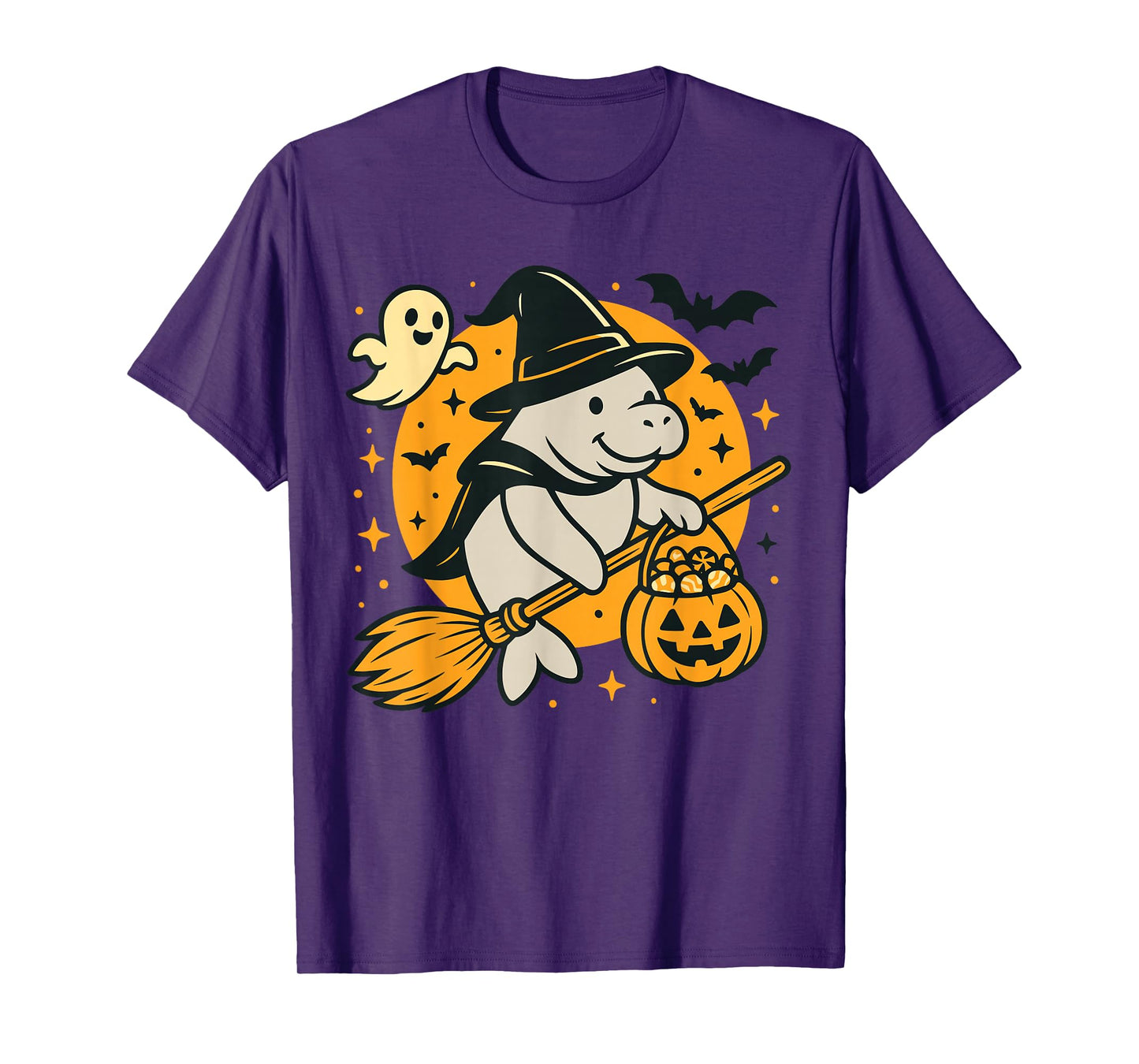 Manatee Witch Costume Women Kids Trick or Treat Witch Broom T-Shirt