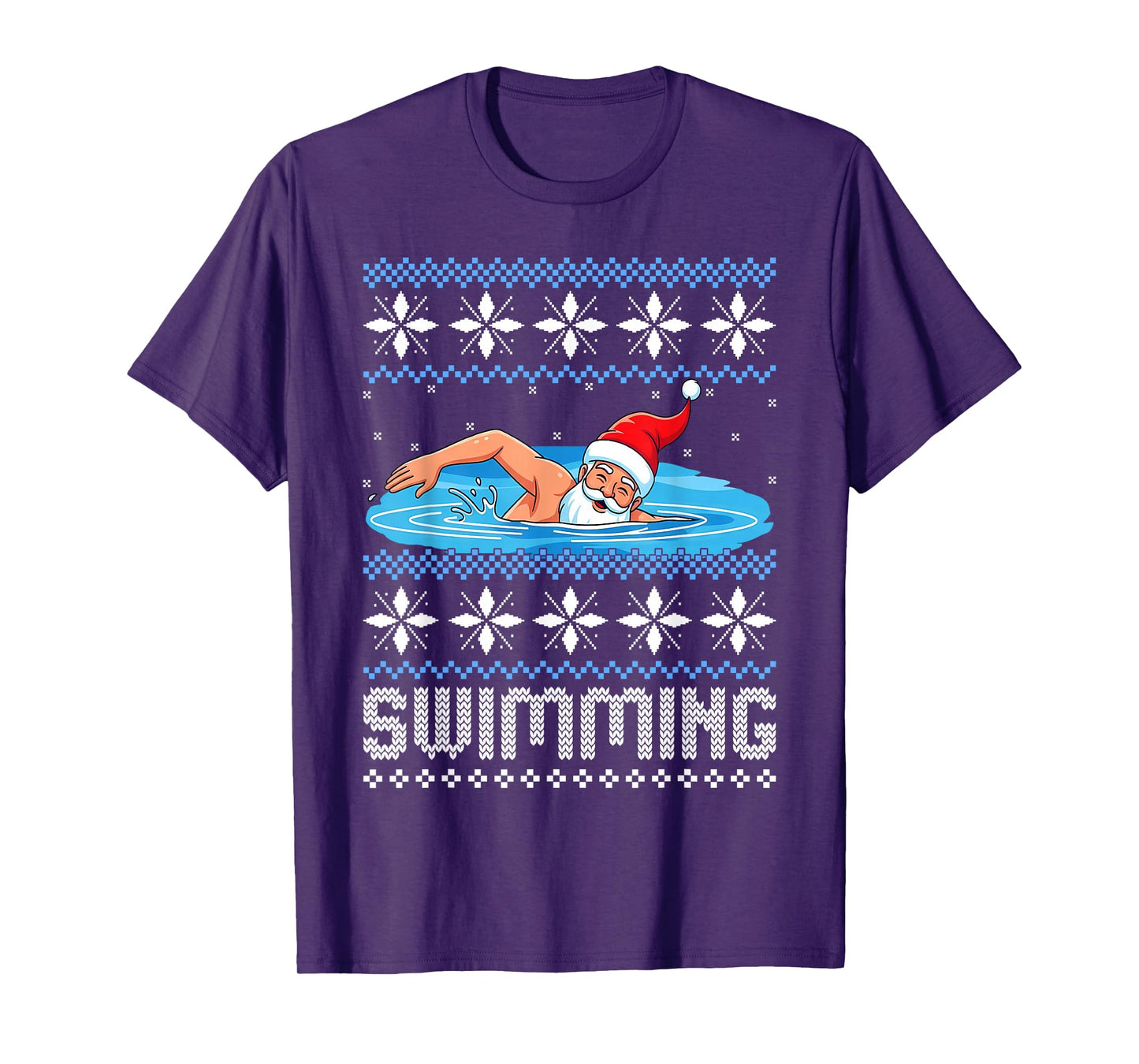 Swimming Santa Claus Pool Ugly Christmas Swimmer T-Shirt