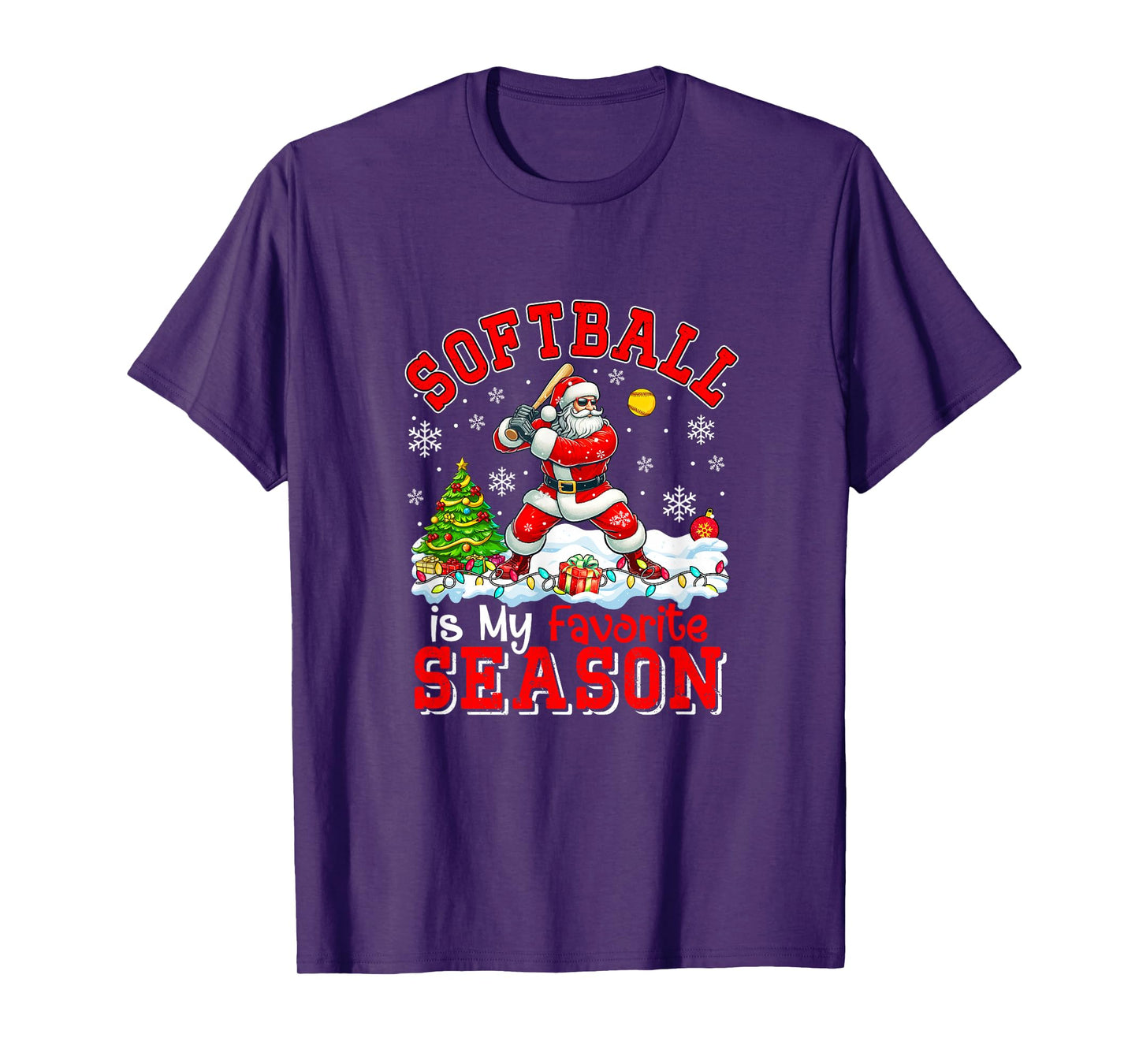 Softball is Favorite Season Costume Player Christmas Santa T-Shirt