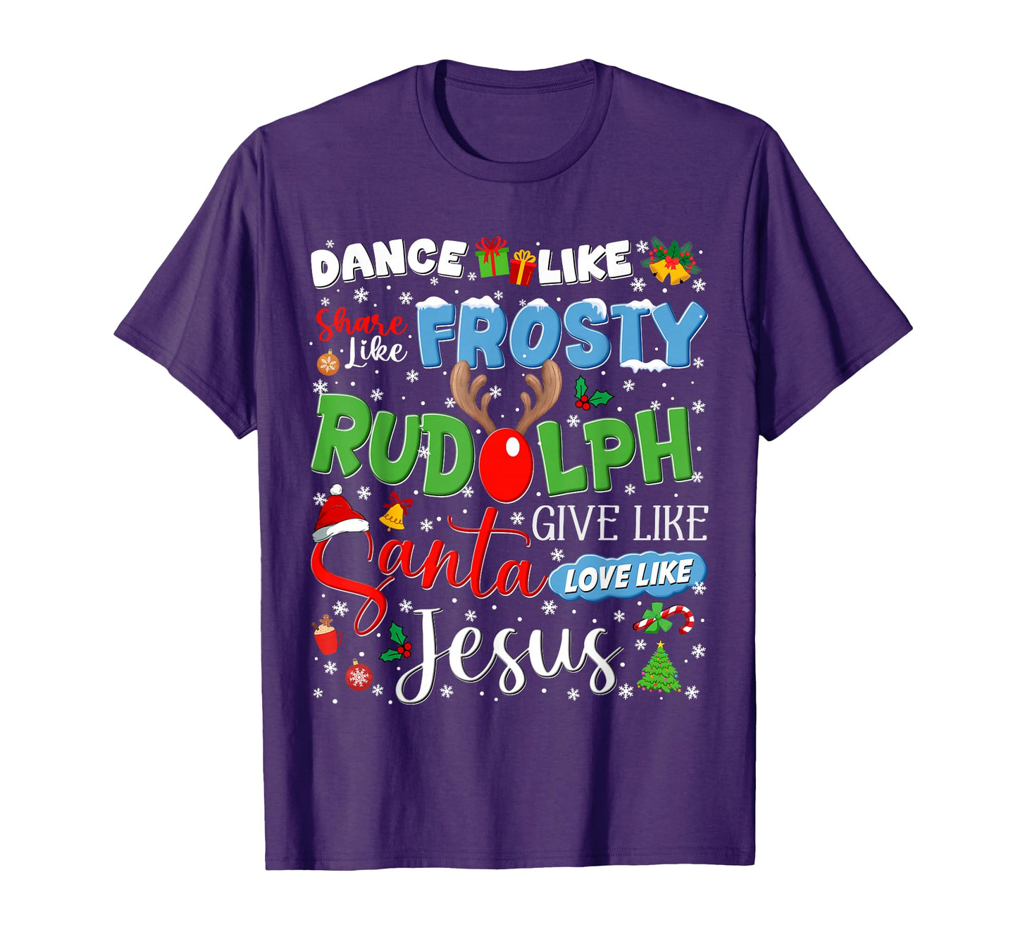 Rudolph Santa Jesus Love Like Christmas Xmas Men Women T-Shirt