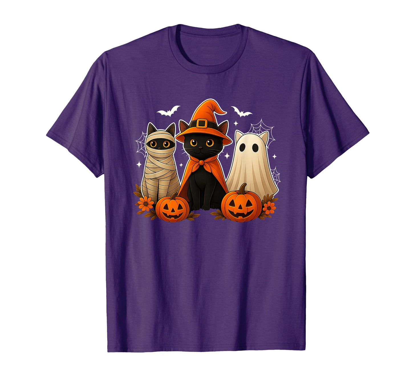Halloween Black Cat Witch Scary Pumpkin Cute Women Men Kids T-Shirt