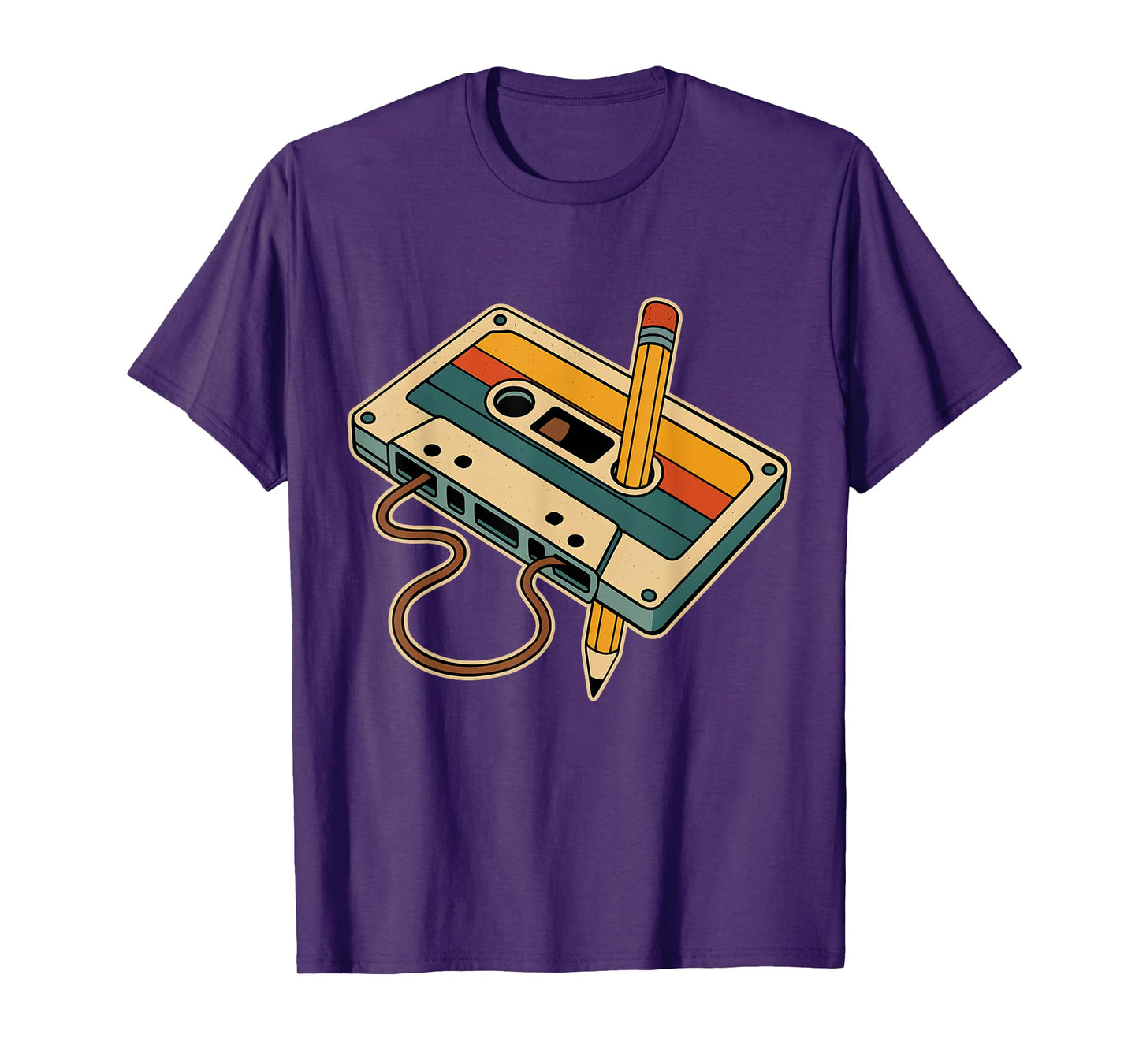 80s 90s Retro Party Costume Nostalgia Cassette Tape Pencil T-Shirt