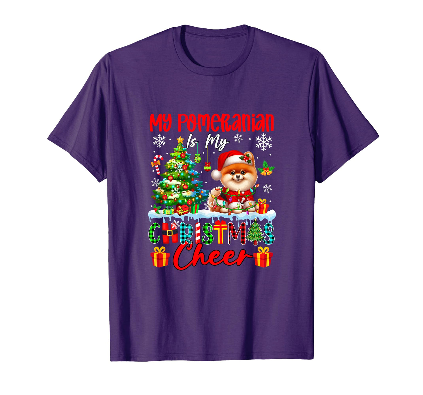 My Pomeranian is My Xmas Cheer Funny Santa Dog Owner Kids T-Shirt