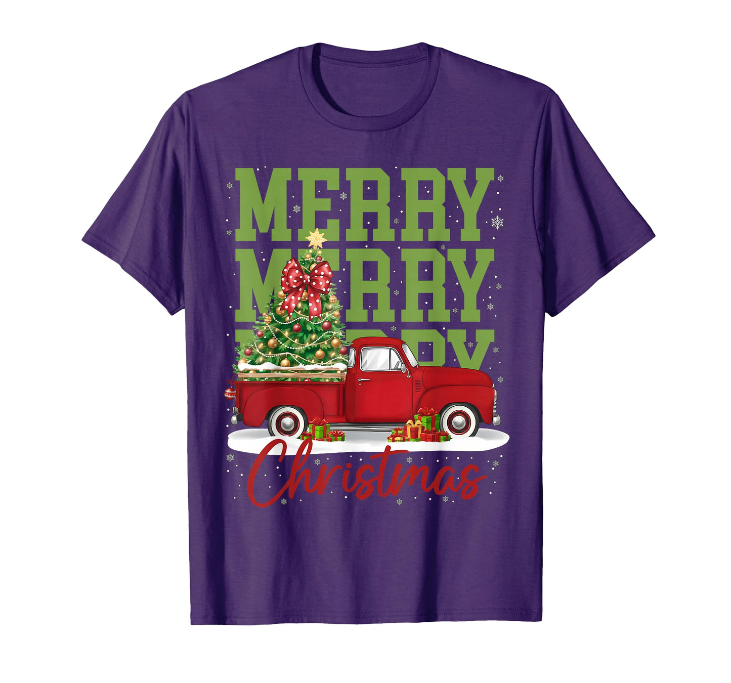 Merry Christmas Red Truck Family Matching Pajama Men Women T-Shirt