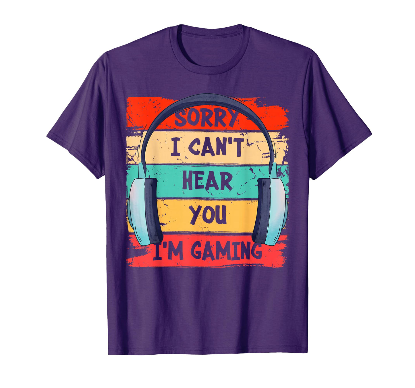 Can't Hear You I'm Gaming Vintage Gamer Headset Graphic T-Shirt