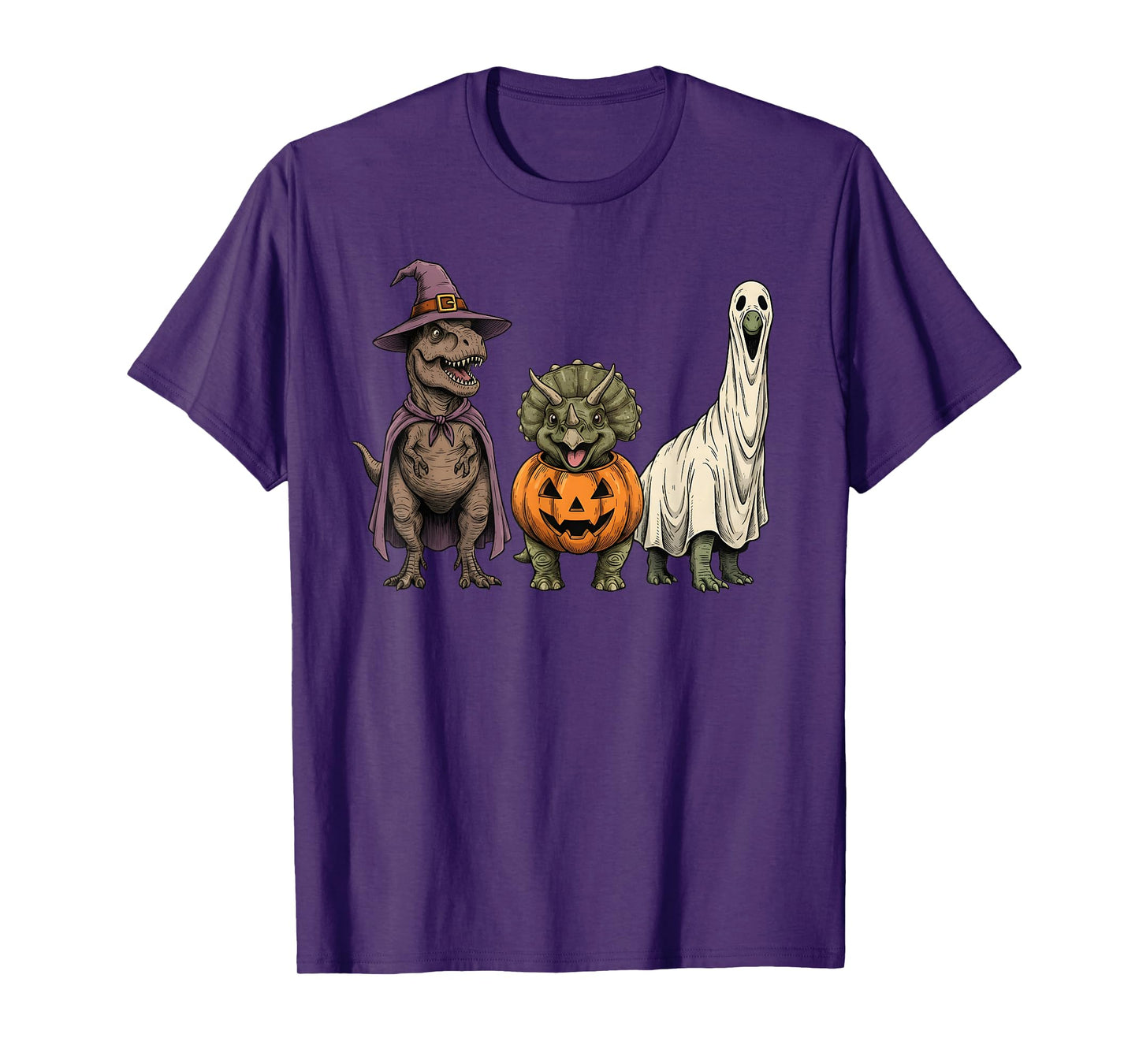 Spooky Ghost Dinosaur Lover Pumpkin Brachiosaurus T-Shirt