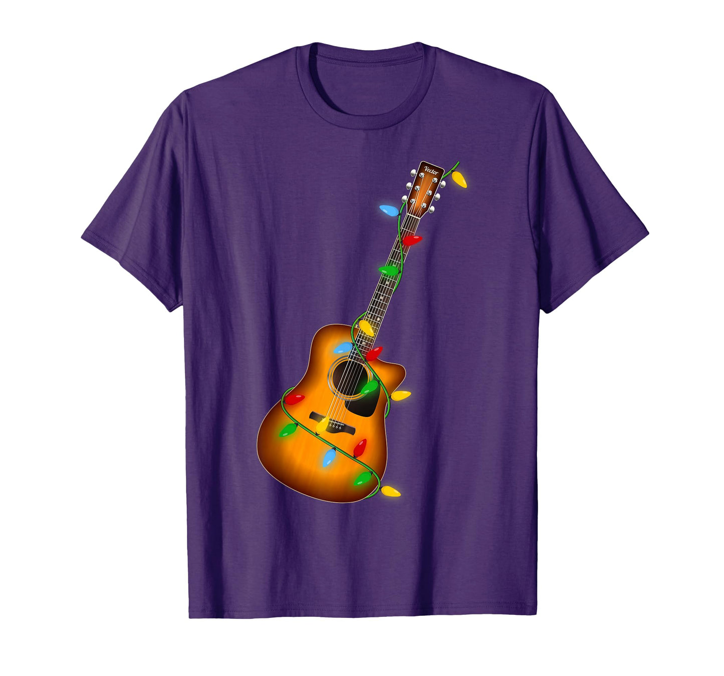 Guitar Christmas Lights Funny Musical Guitar Guitarist Xmas T-Shirt