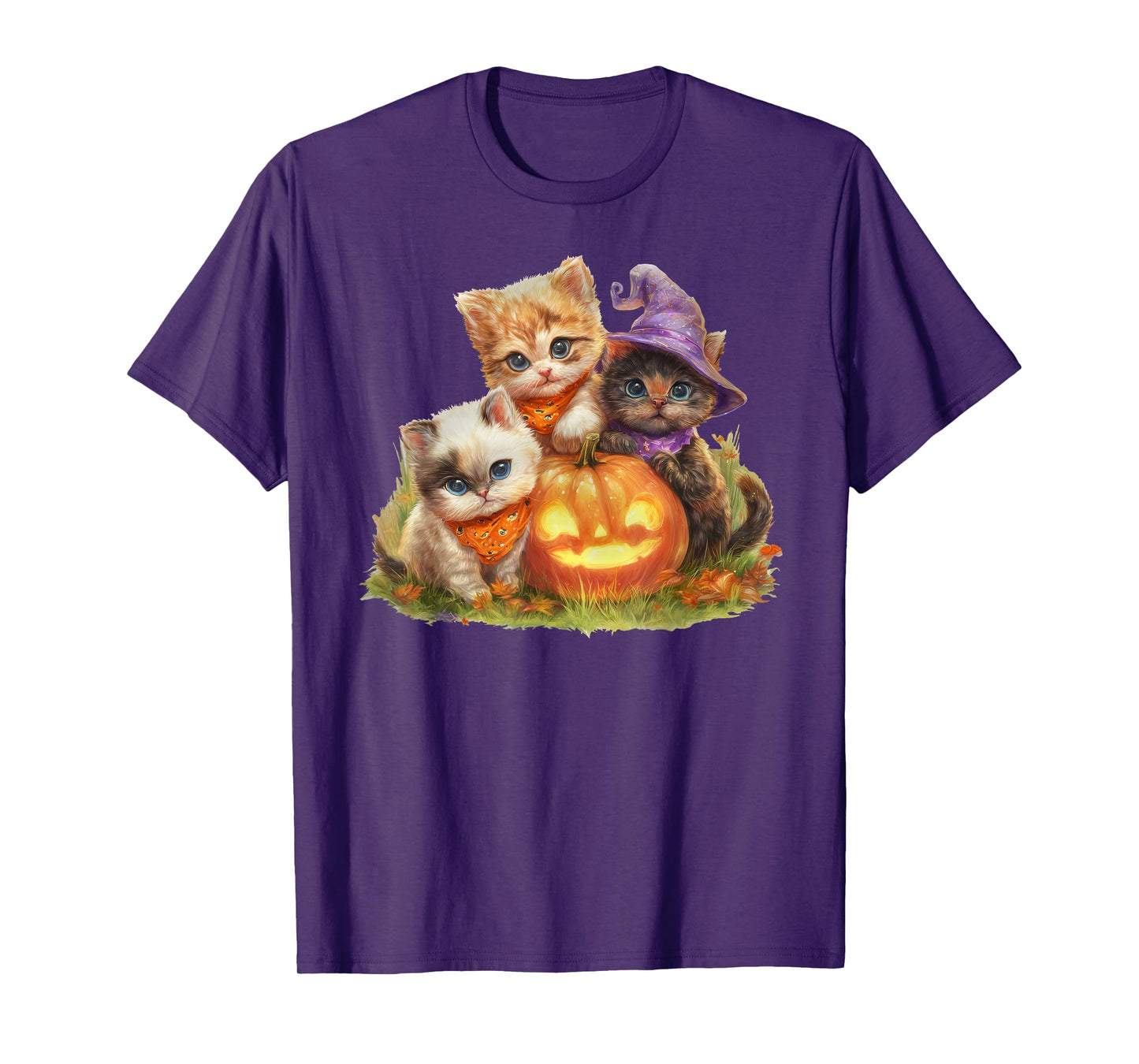 Vintage Kittens Pumpkin Cute Cat Spooky Season Halloween T-Shirt