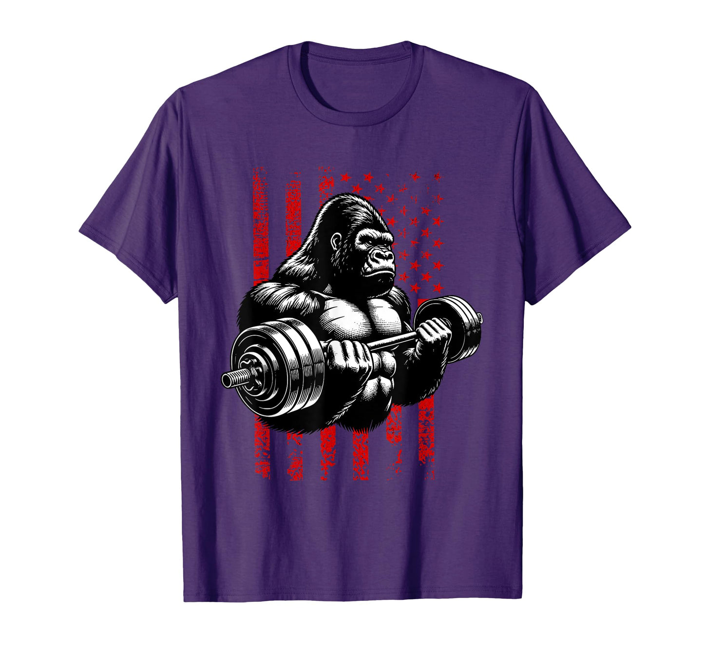 Gorilla lifting Weights | Gym America USA Flag Women Men T-Shirt