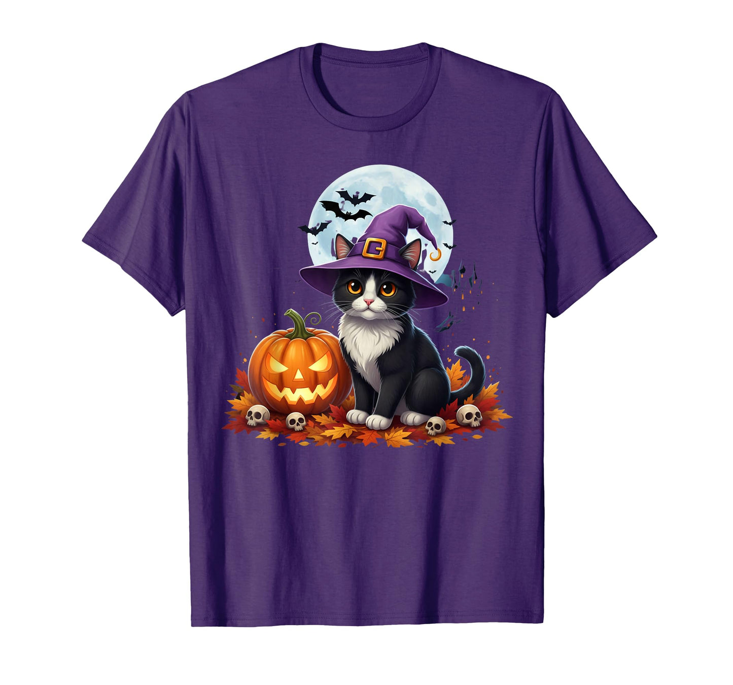 Retro Black Cat Pumpkin Halloween Autumn Season T-Shirt