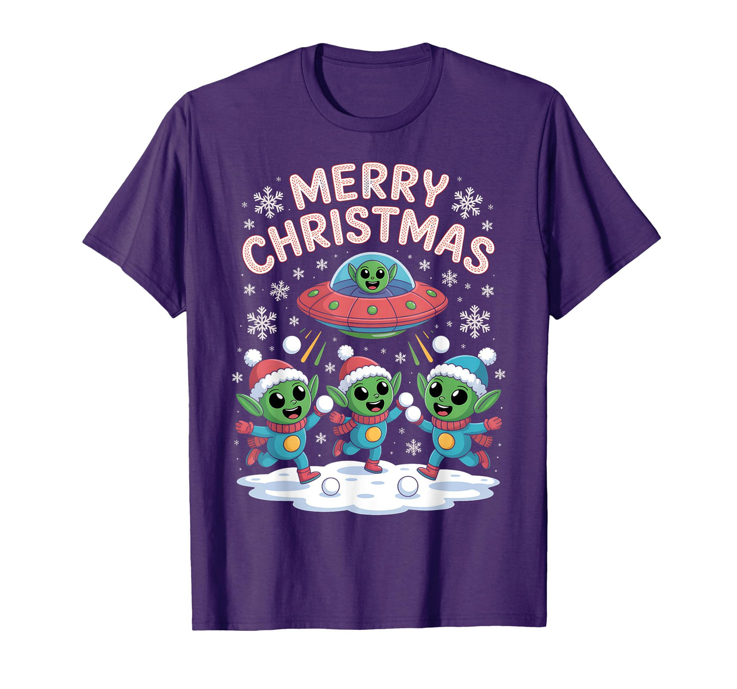 Funny Alien Trio Merry Ugly Christmas Santa Hat Gifts Xmas T-Shirt