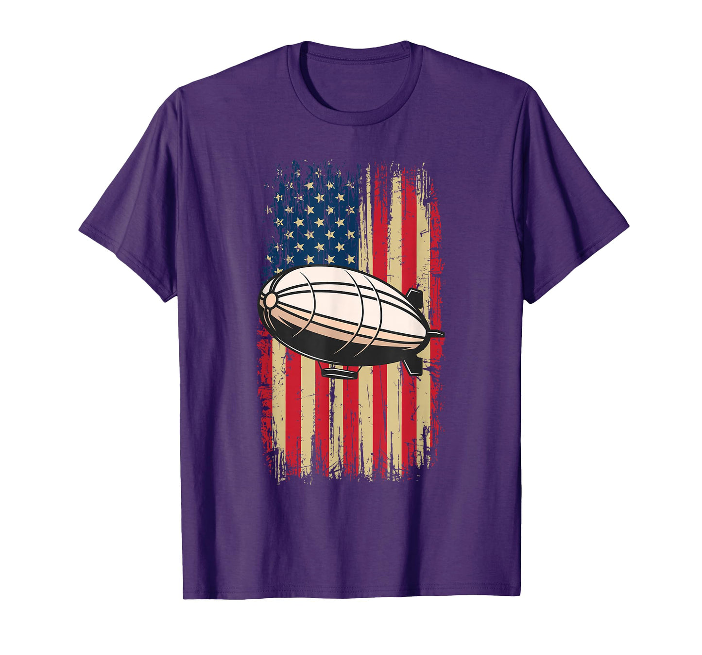 Retro Vintage Zeppelin Dirigible Airship American Flag T-Shirt
