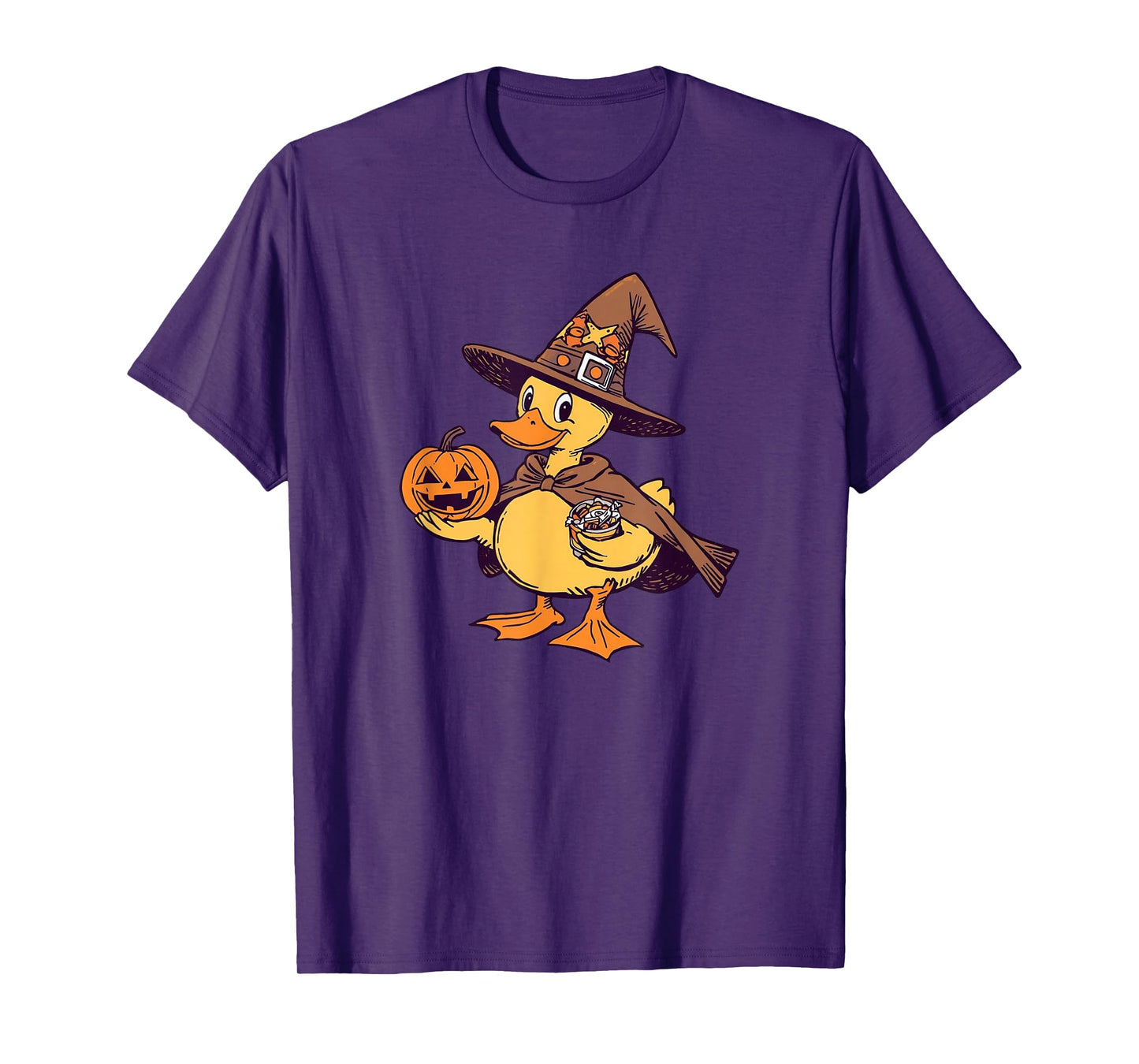 Cruise Duck Witch Halloween Candy Pumpkin Hat and Cape Fun T-Shirt
