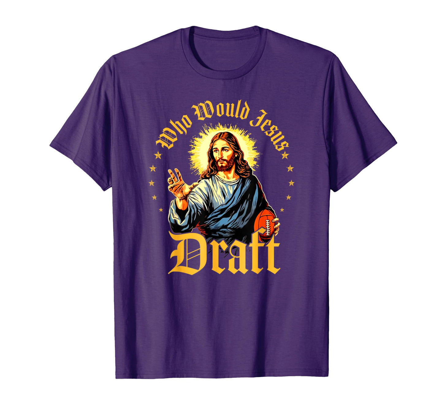 Vintage Who Would Jesus Draft Fantasy Football Funny T-Shirt