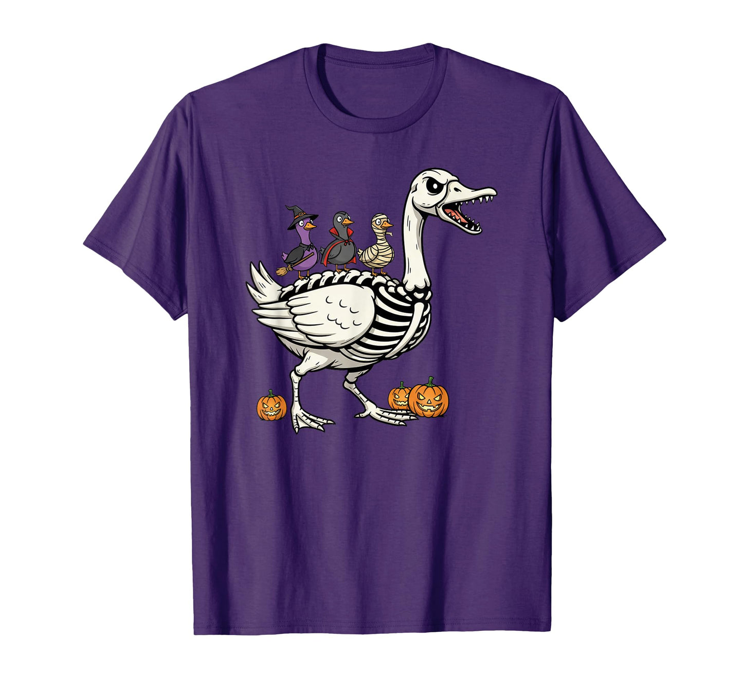 Funny Goose Skeleton Mummy Witch Halloween Kids Mens Womens T-Shirt