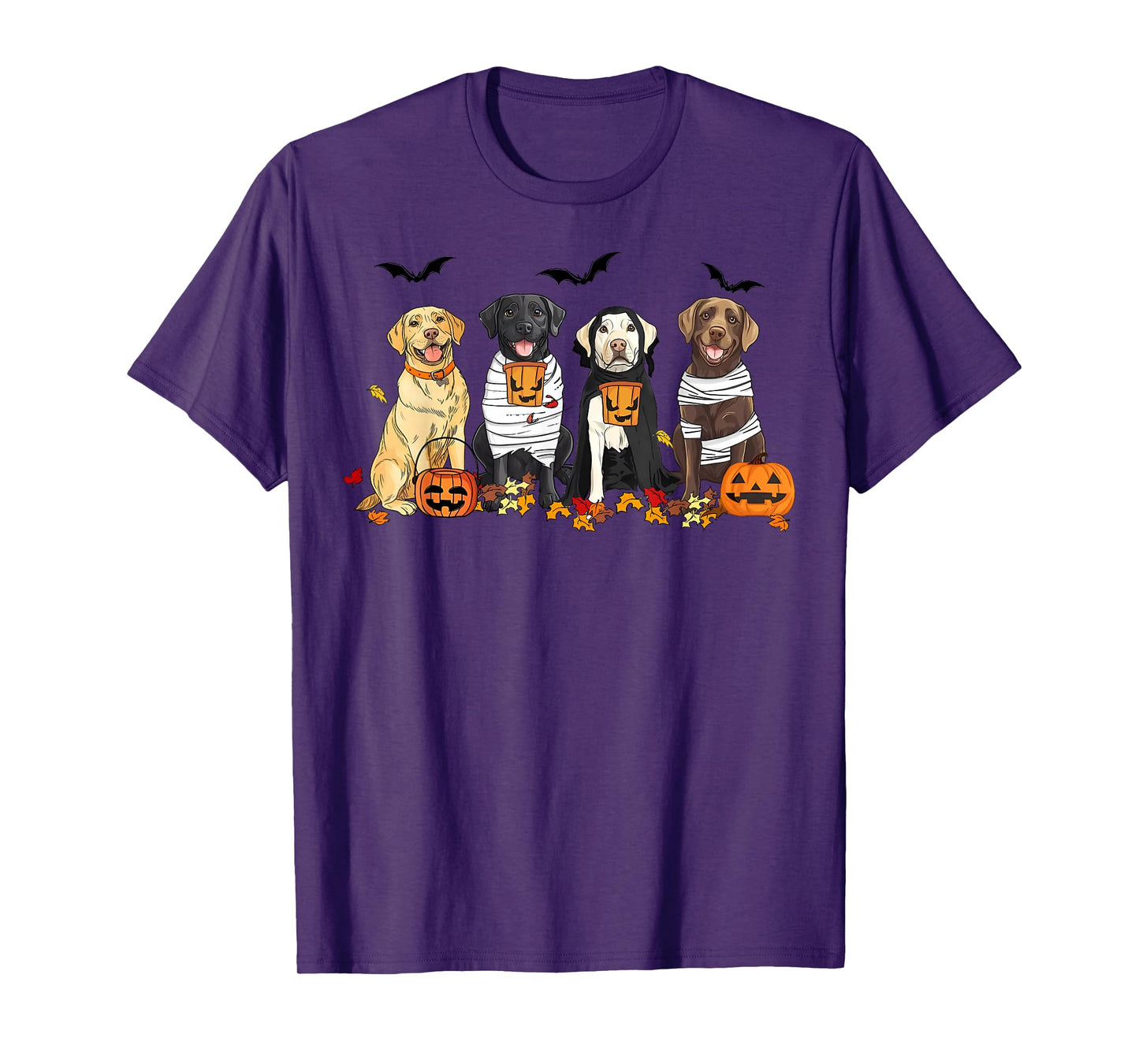 Labrador Retriever Dogs Ghost Witch Mummy Halloween Pumpkins T-Shirt