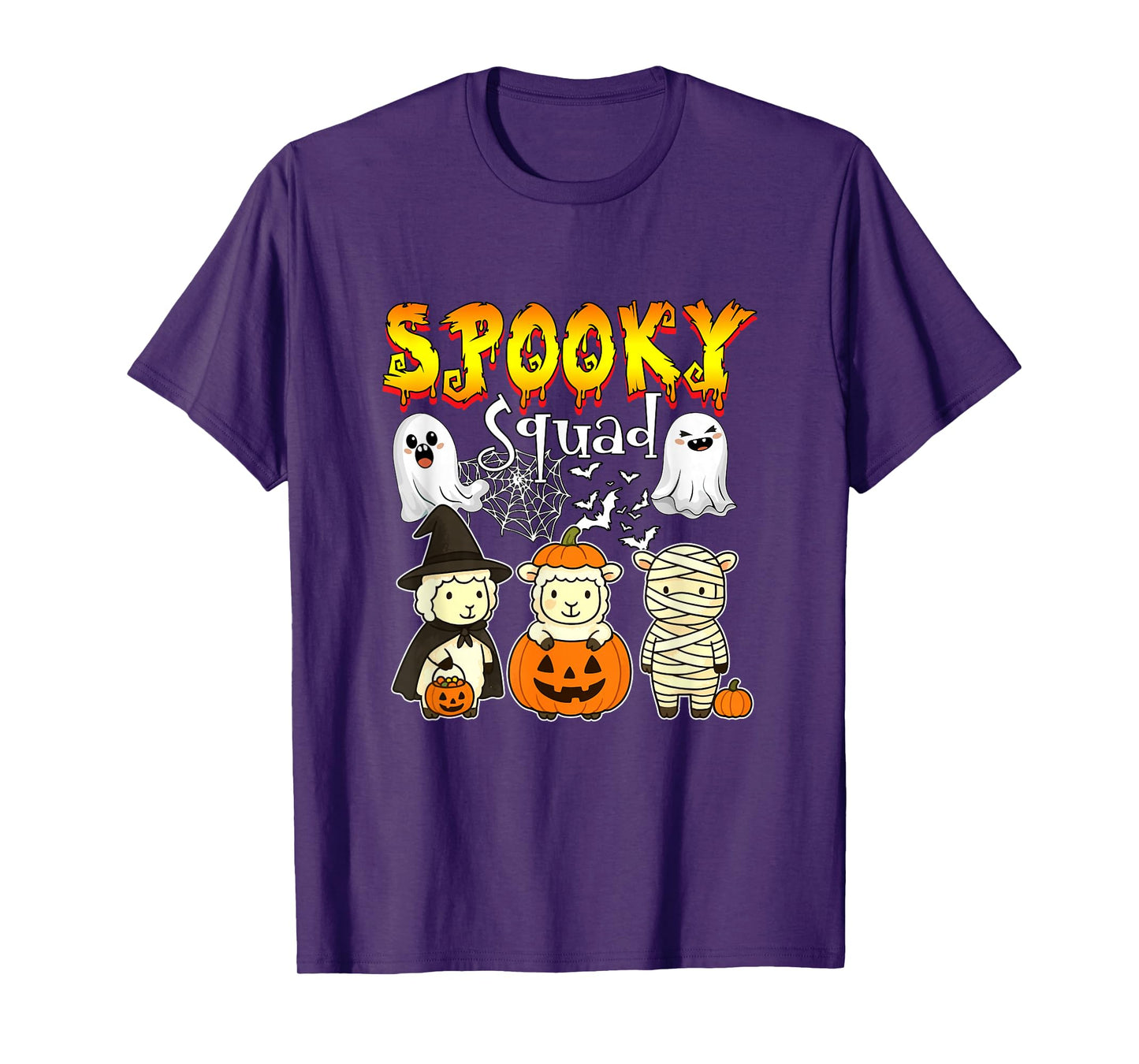 Spooky Halloween Squad Three Cute Sheeps Cosplay Witch T-Shirt