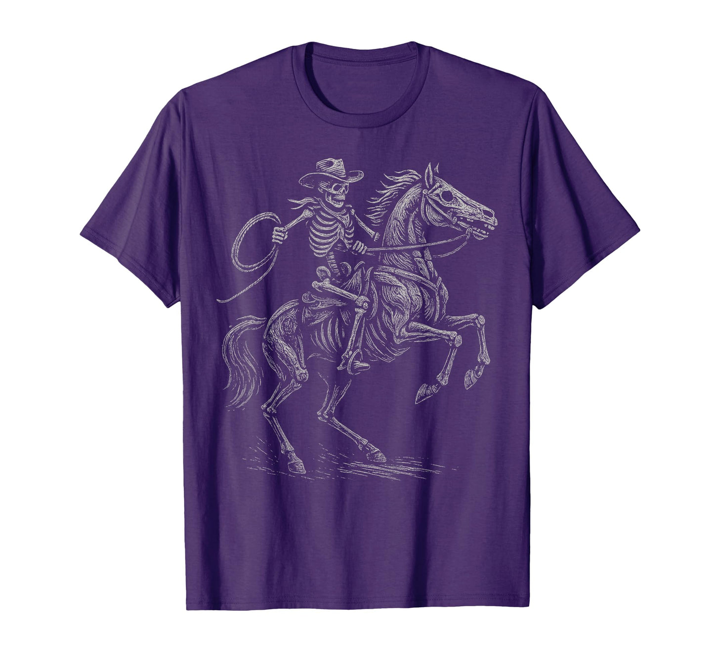 Skeleton Cowboy Horse Western Gothic Halloween Men Kids Boys T-Shirt