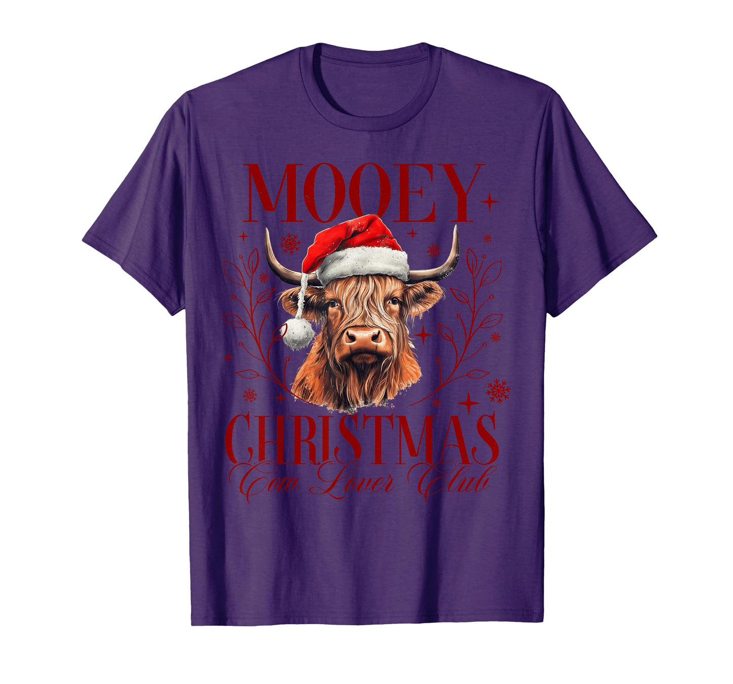 Mooey Christmas Santa Highland Cow Scottish Family Group T-Shirt