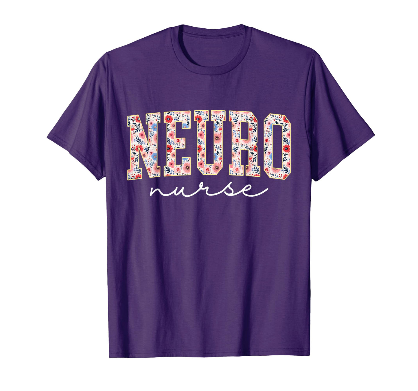 Floral Neuro Trauma Icu Nurse Neurology Nurse Neuroscience T-Shirt