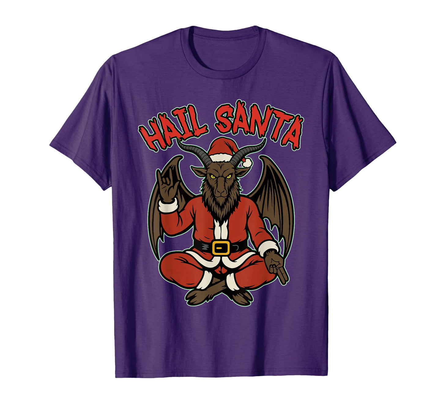 Hail Santa Heavy Pagan Solstice Gothic Baphomet Christmas T-Shirt