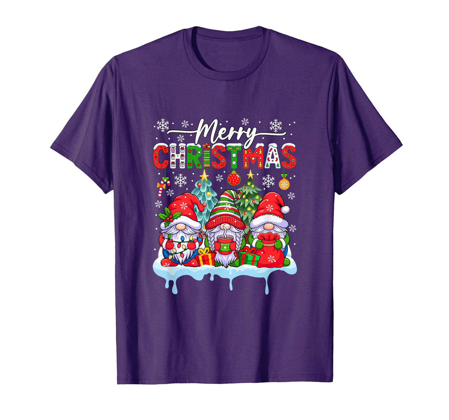 Merry Christmas Three Gnomes Colorful Costume Kids Toddler T-Shirt
