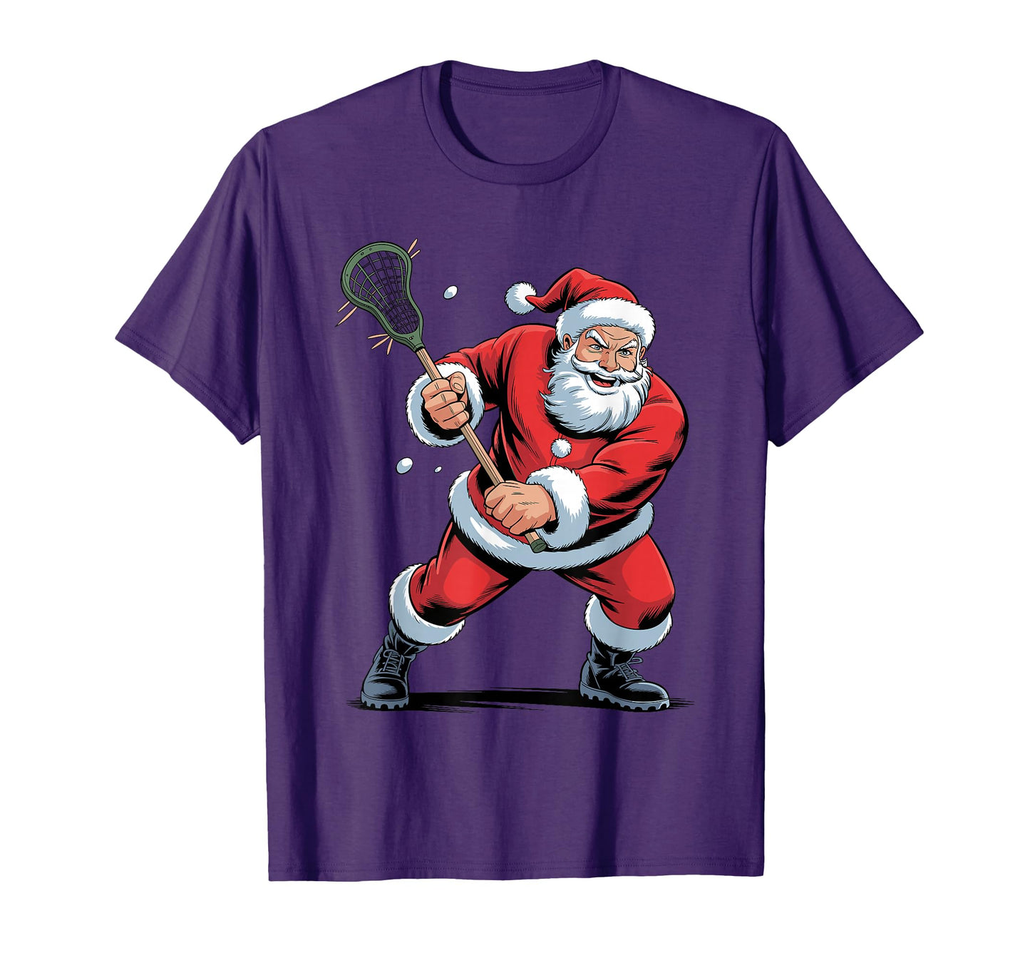 Funny Santa Playing Lacrosse Holiday Christmas Xmas Pajama T-Shirt