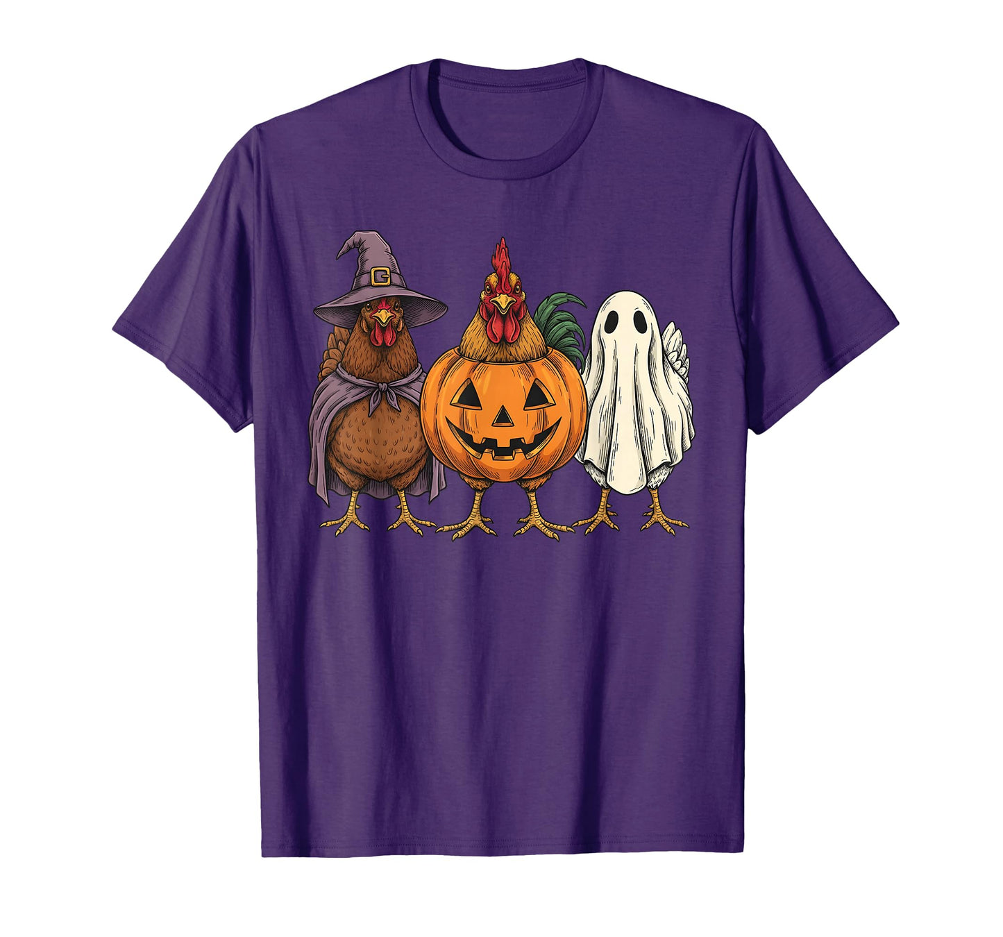 Spooky Ghost Chicken Pumpkin Halloween Farm Animal T-Shirt