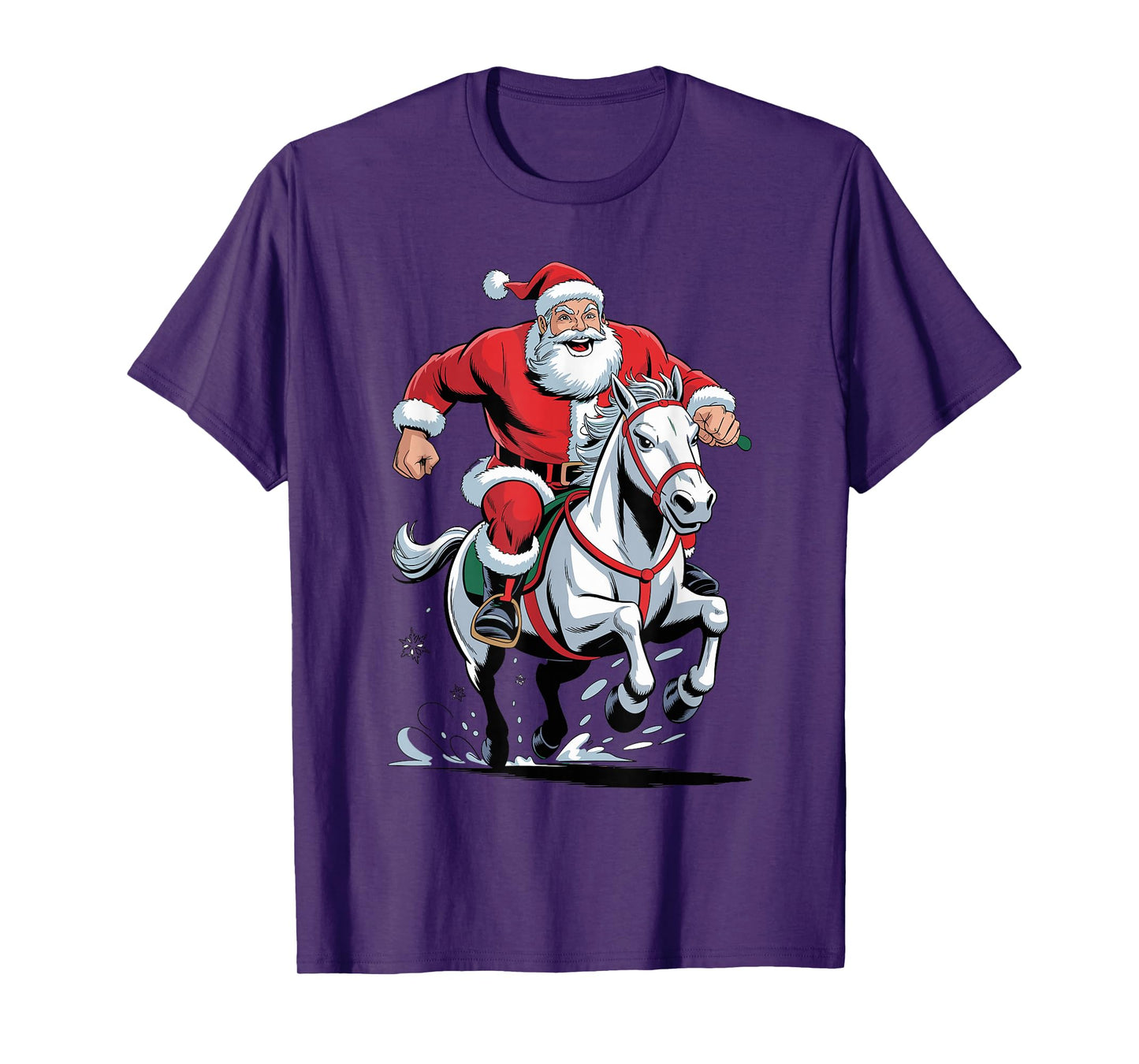 Funny Santa Riding Horse Equestrian Christmas Xmas Pajama T-Shirt