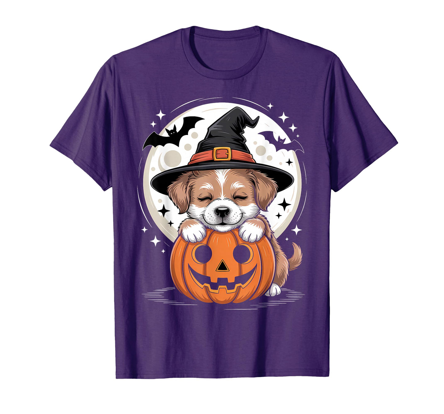 Halloween Puppy Dog Witch Hat Pumpkin Spooky T-Shirt