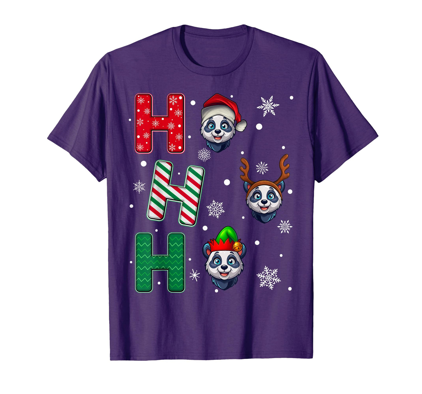 Ho Ho Ho Panda Animal Christmas Santa Elf Xmas T-Shirt
