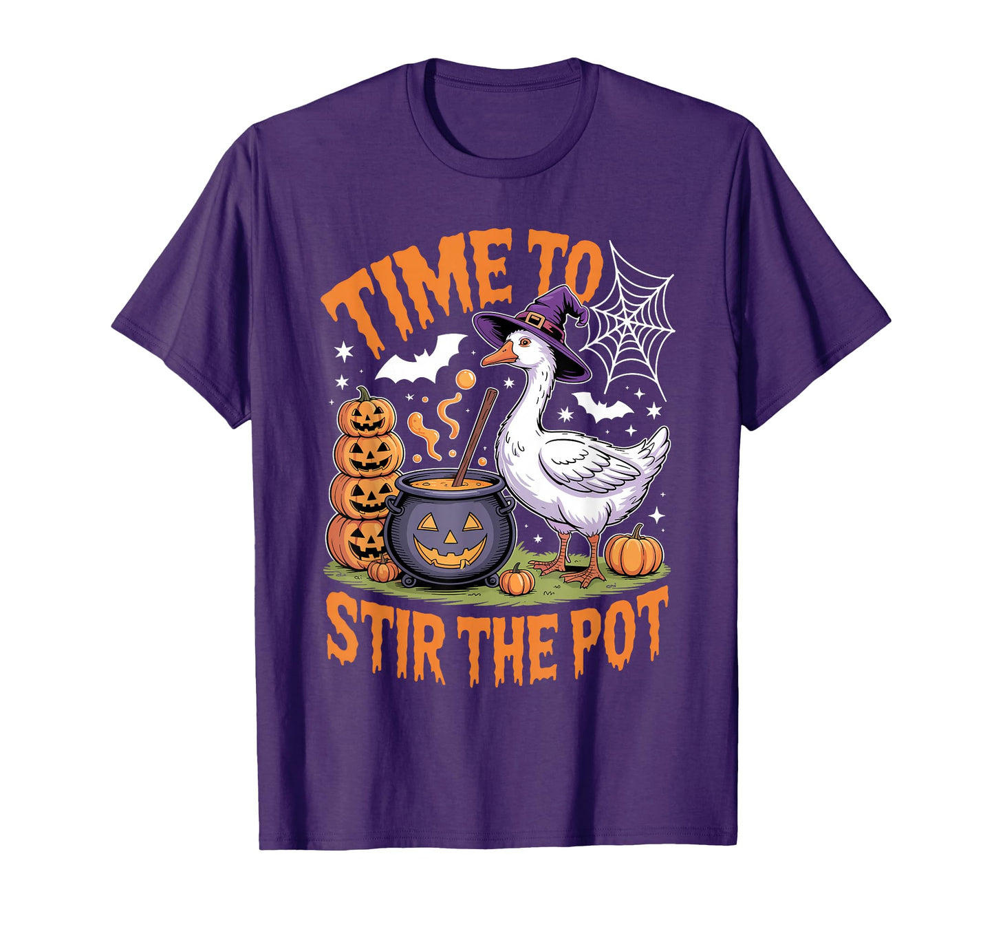 Time to Stir The Pot Funny Halloween Goose Witchy Women Men T-Shirt