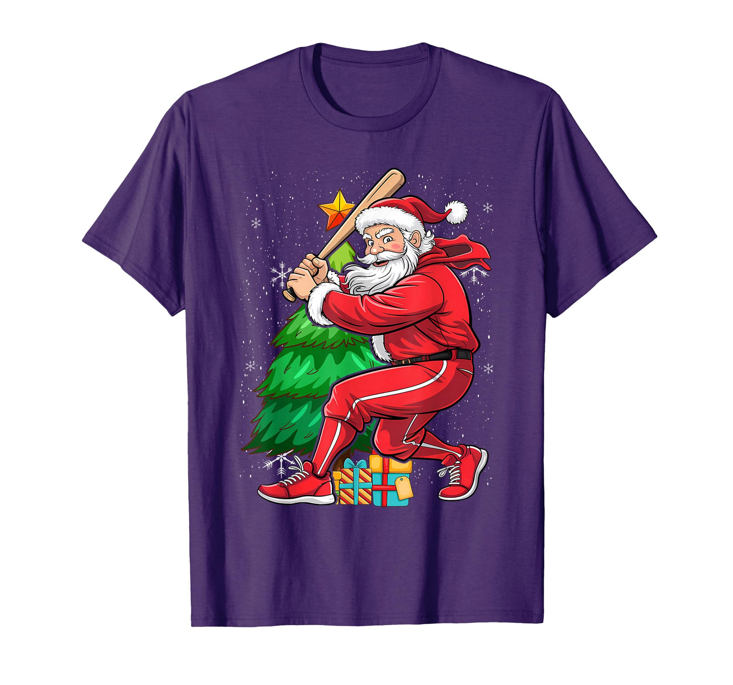 Christmas Santa Playing Baseball T-Shirt