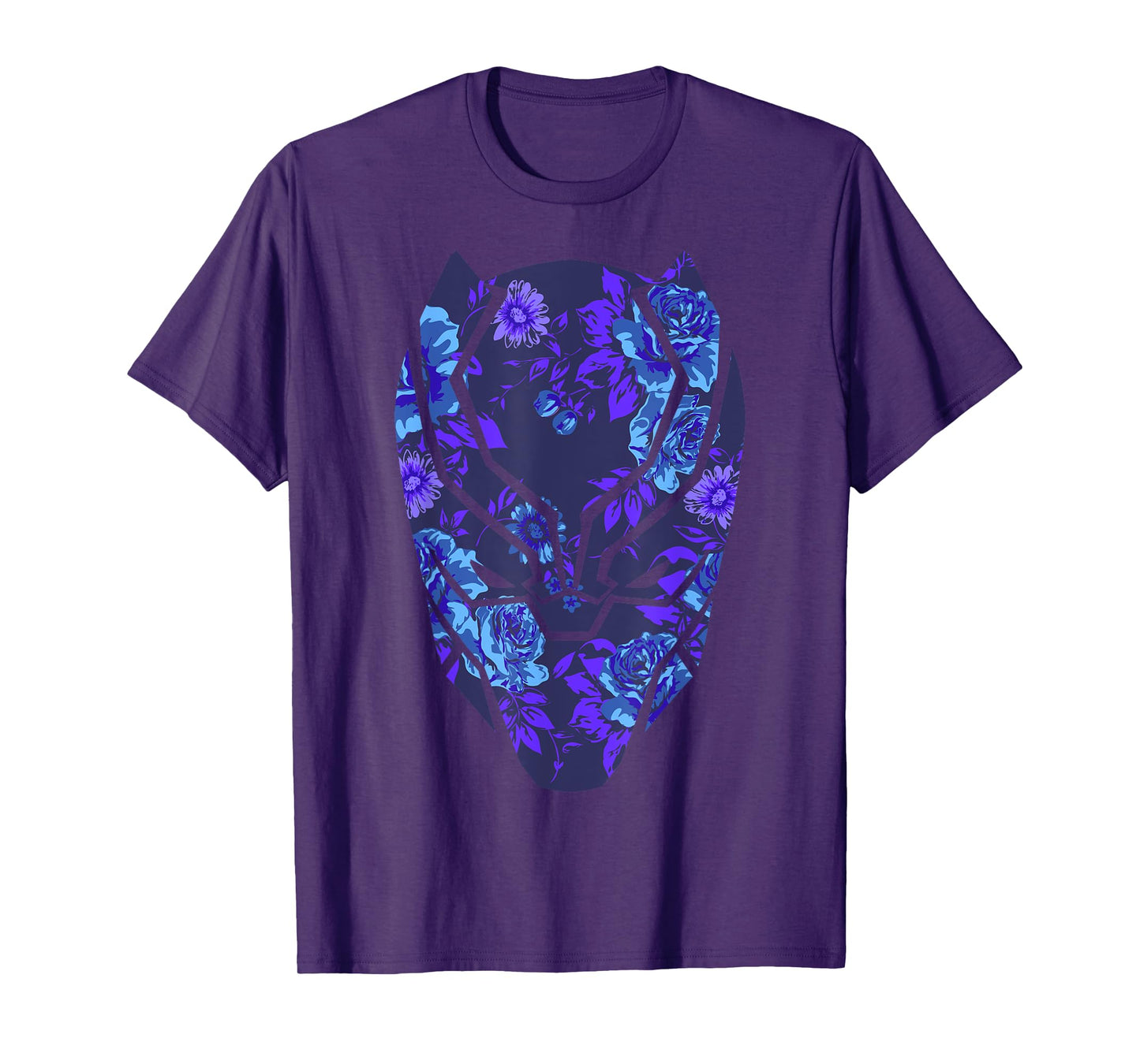 Marvel Avengers Black Panther Floral Mask Short Sleeve T-Shirt
