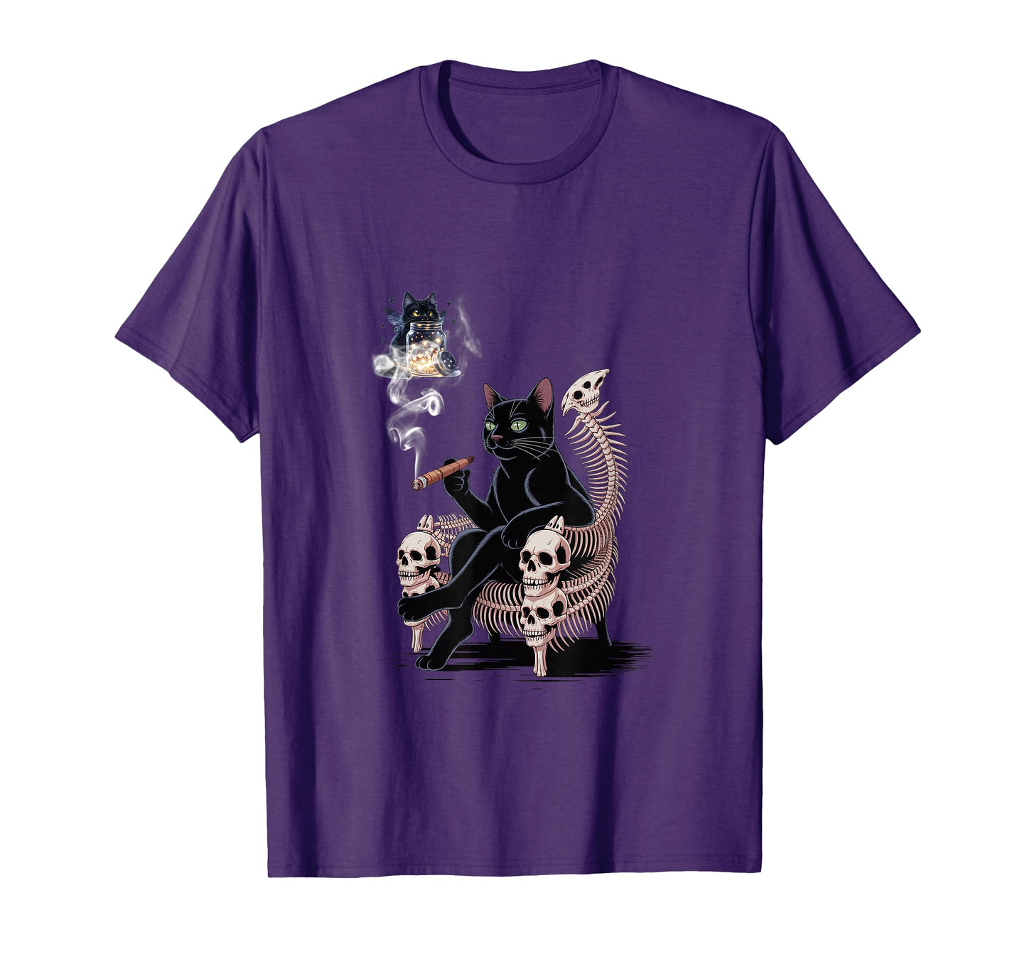 Black Cat Smoking Cigarette Halloween Witch Cat Firefly T-Shirt