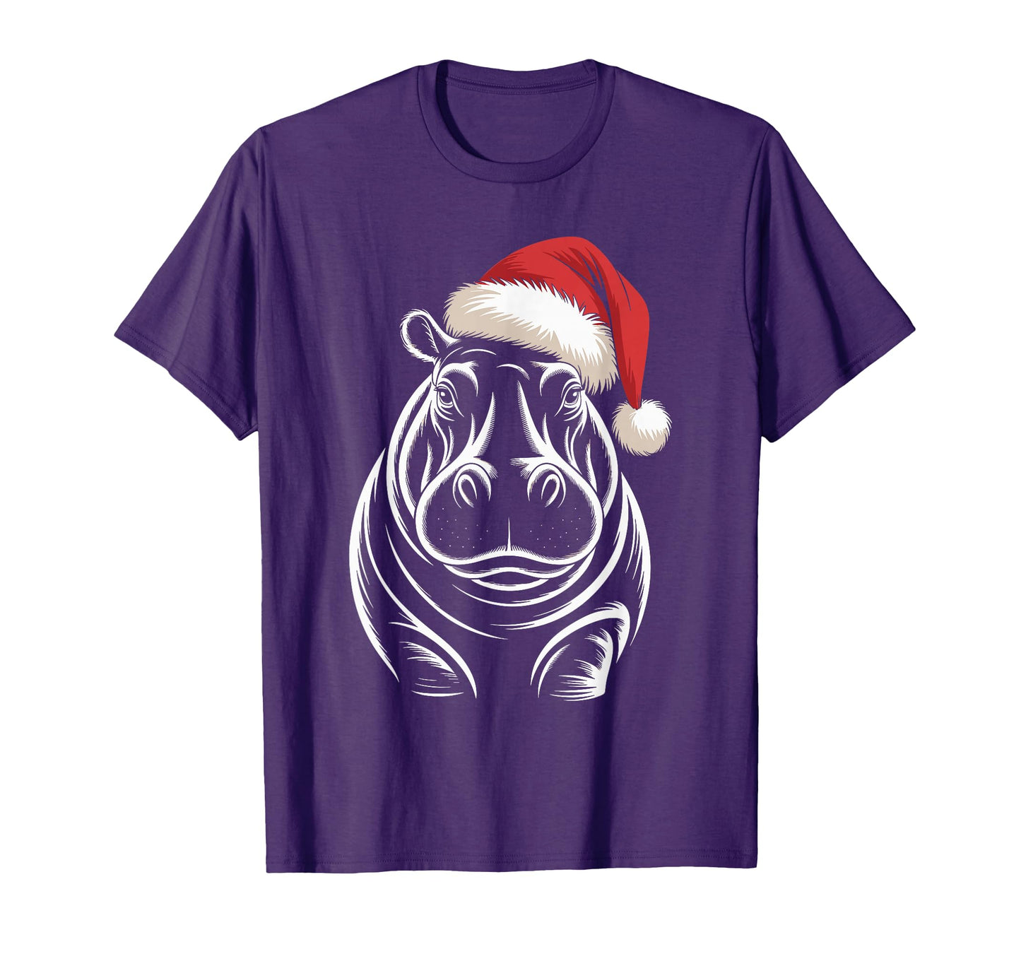 Hippopotamus Christmas Santa Hat Pajama Funny Hippo Xmas T-Shirt
