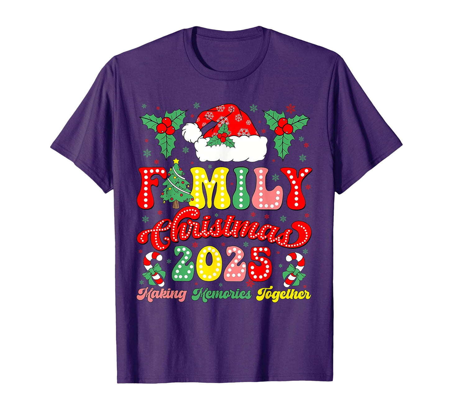 Family Christmas Crew 2025 Making Memories Santa Hat T-Shirt