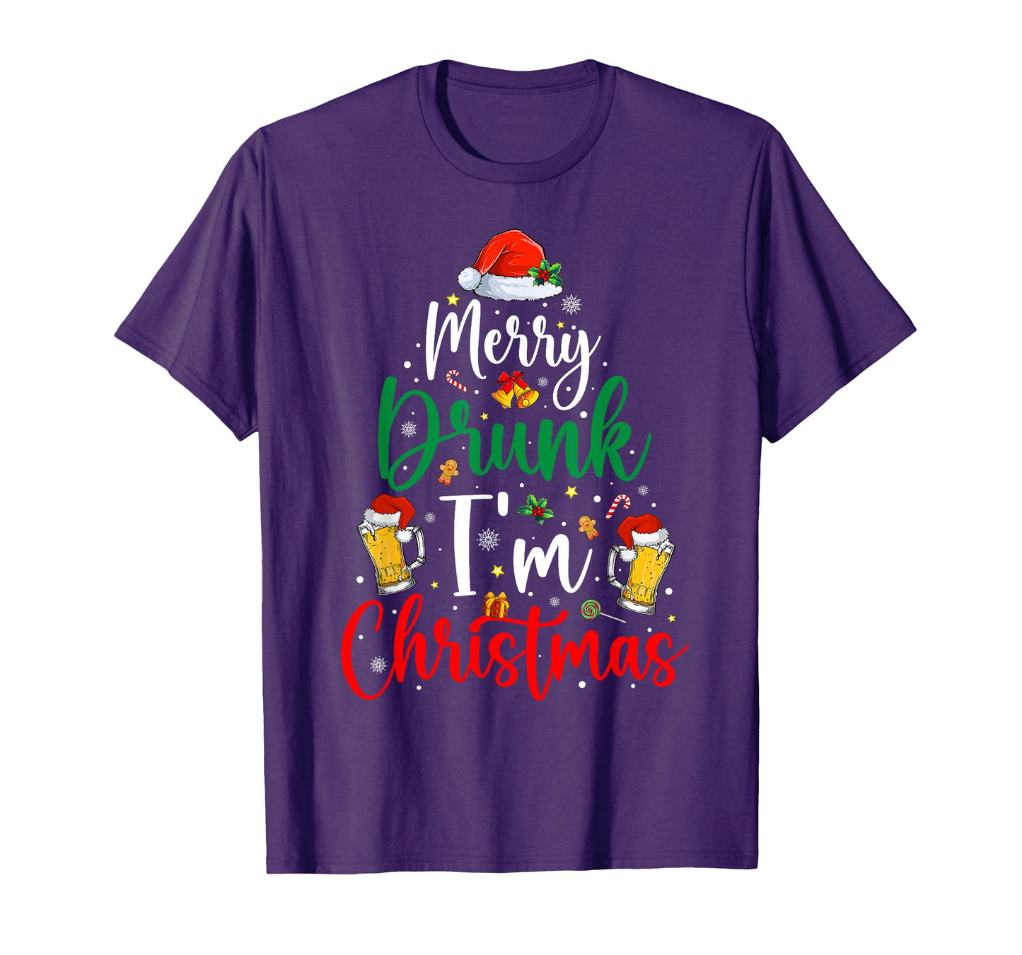 Merry Drunk I'm Christmas Funny Santa Joke Xmas Beer Lover T-Shirt