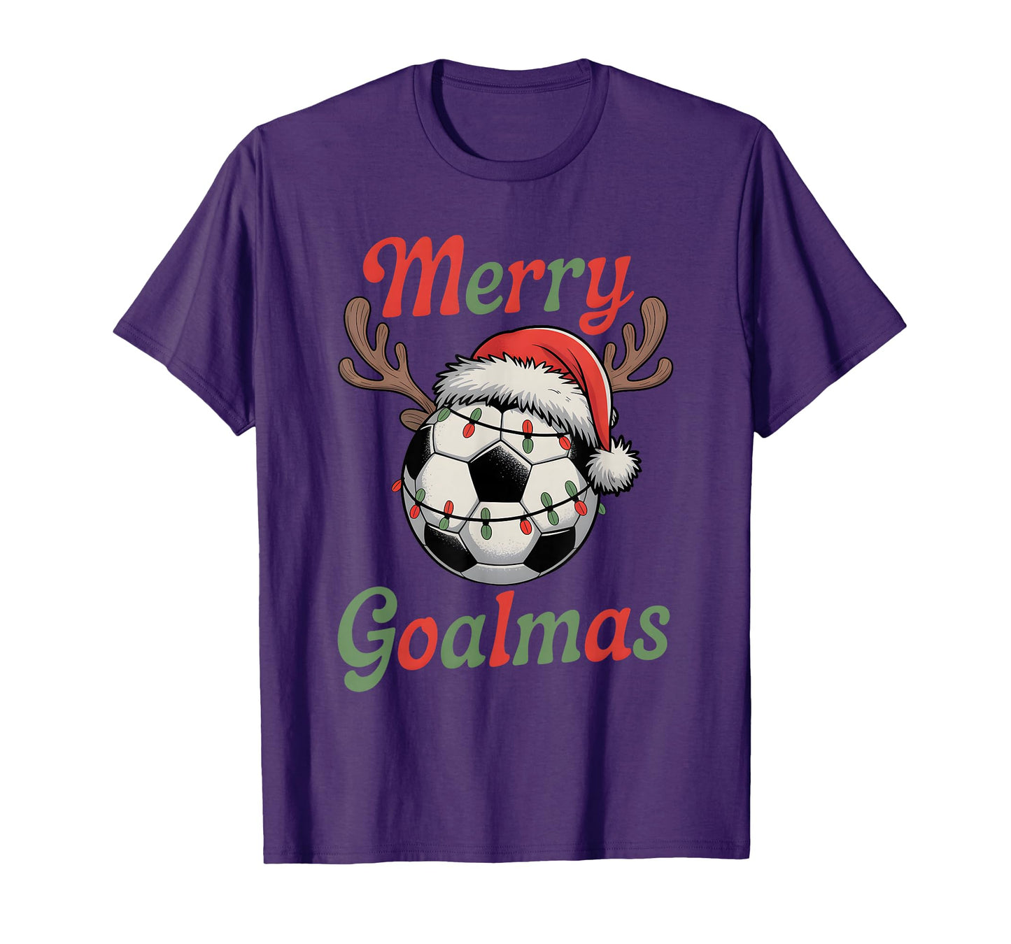 Merry Goalmas Christmas Funny Santa Soccer Ball Reindeer T-Shirt