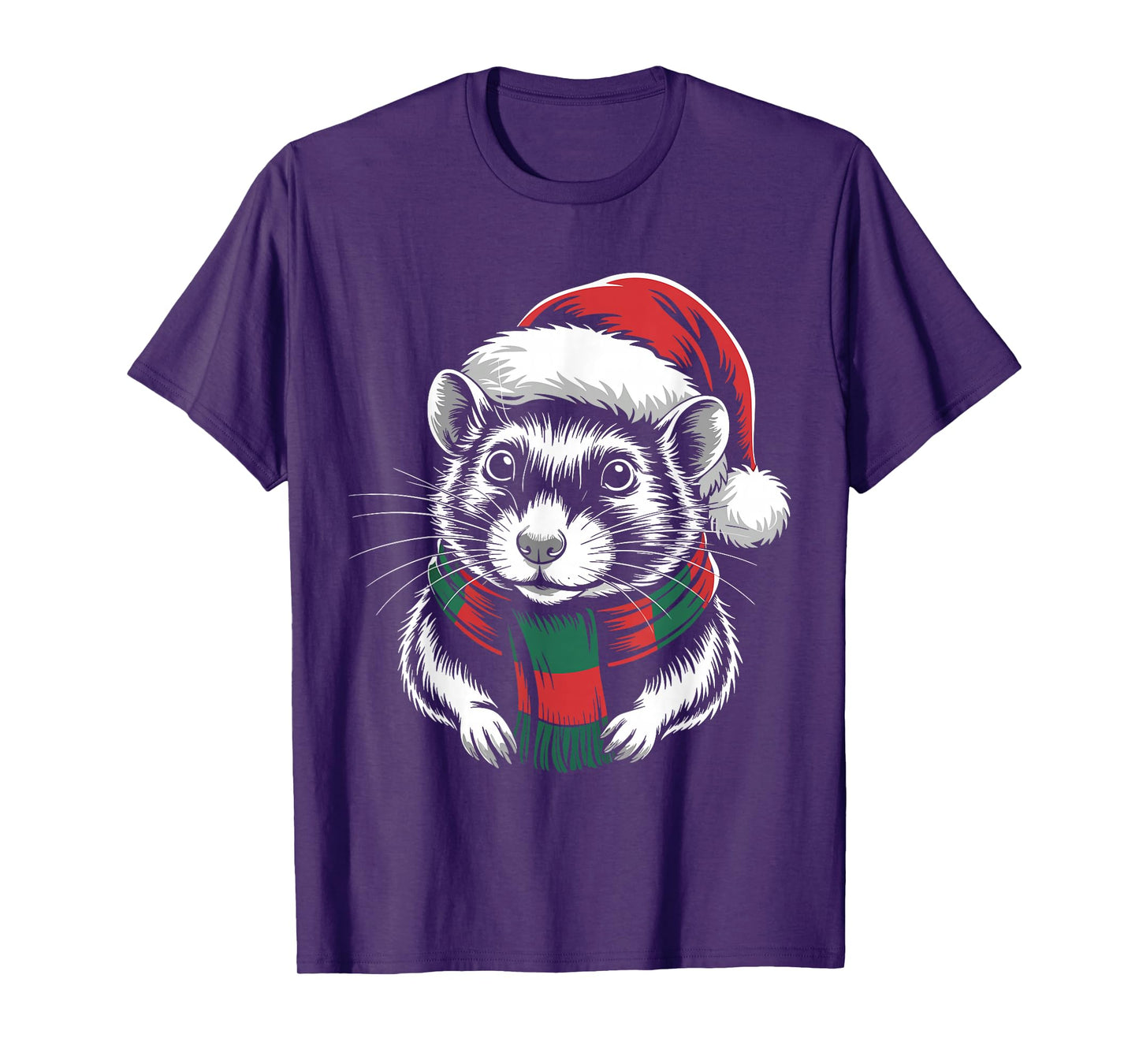 Rat Xmas Santa Hat Scarf Christmas Costume T-Shirt