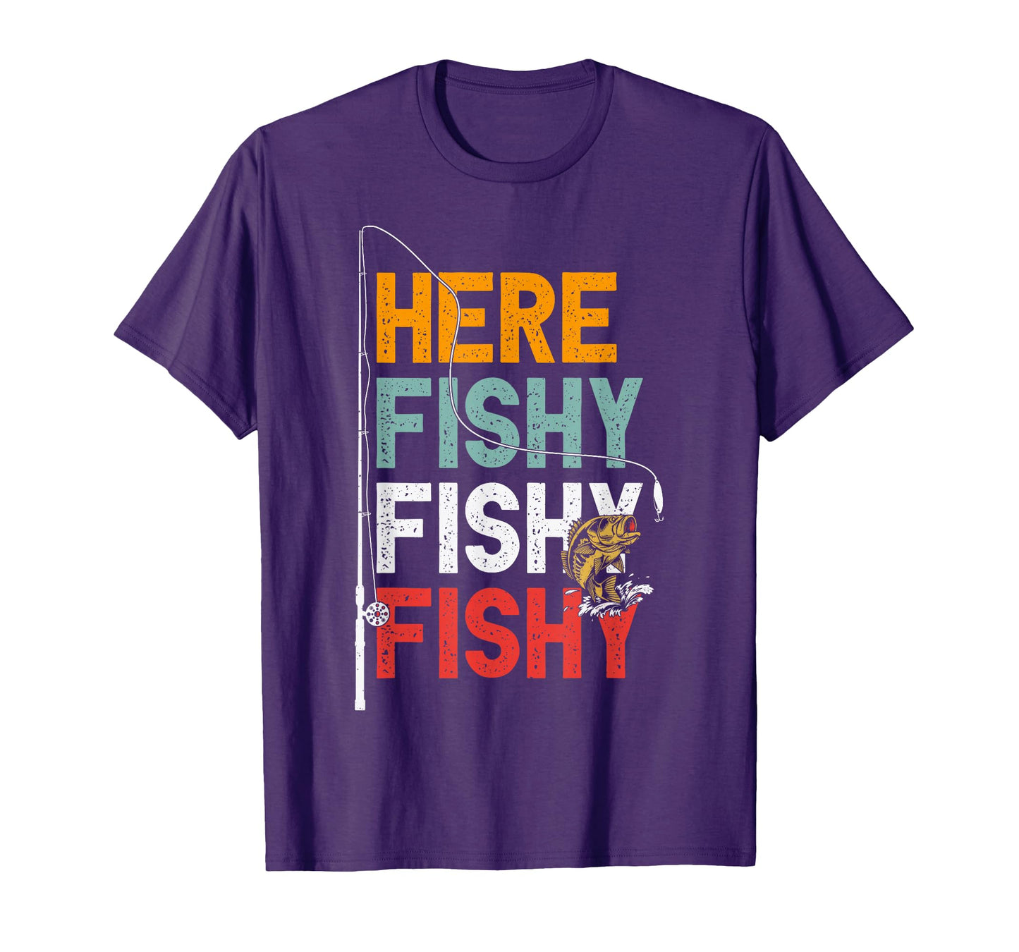 Fishing Funny Saying Vintage Graphic Here Fishy Fisherman T-Shirt