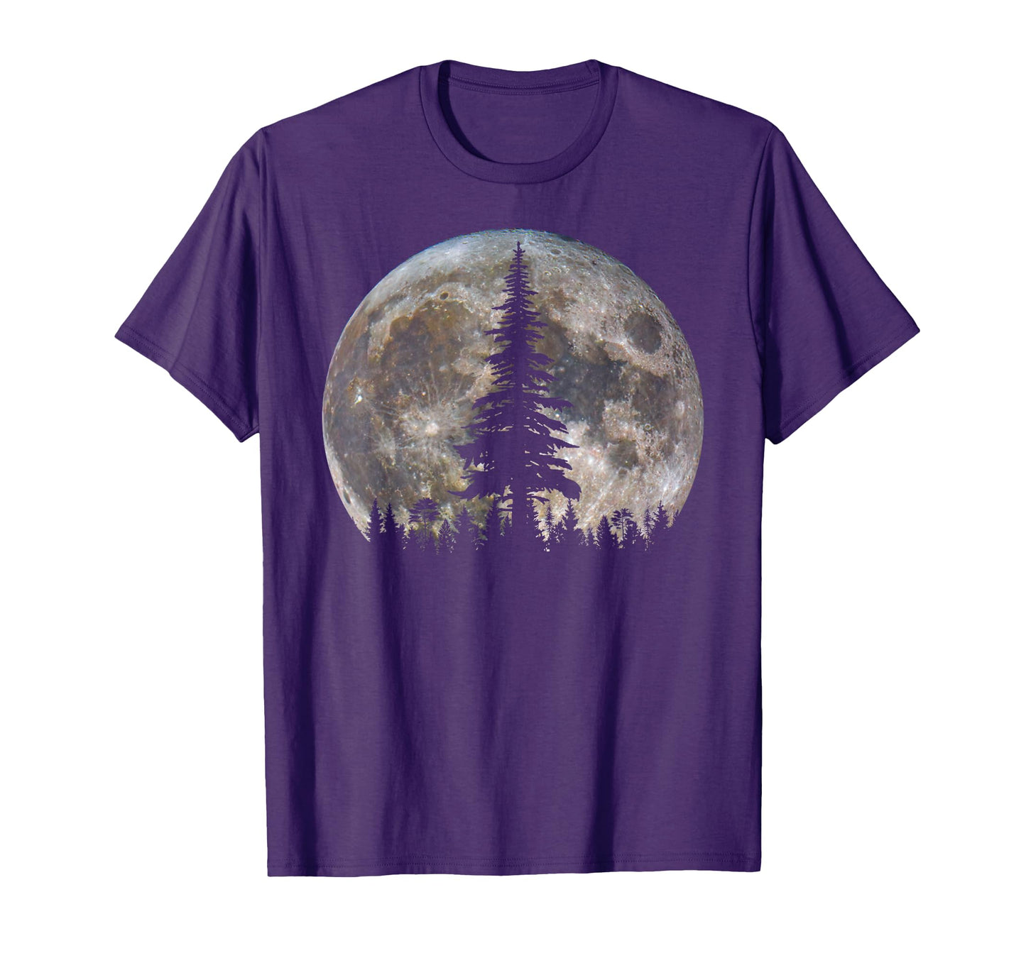 Retro Full Moon Minimalist Pine Tree Vintage Wildlife Trees T-Shirt