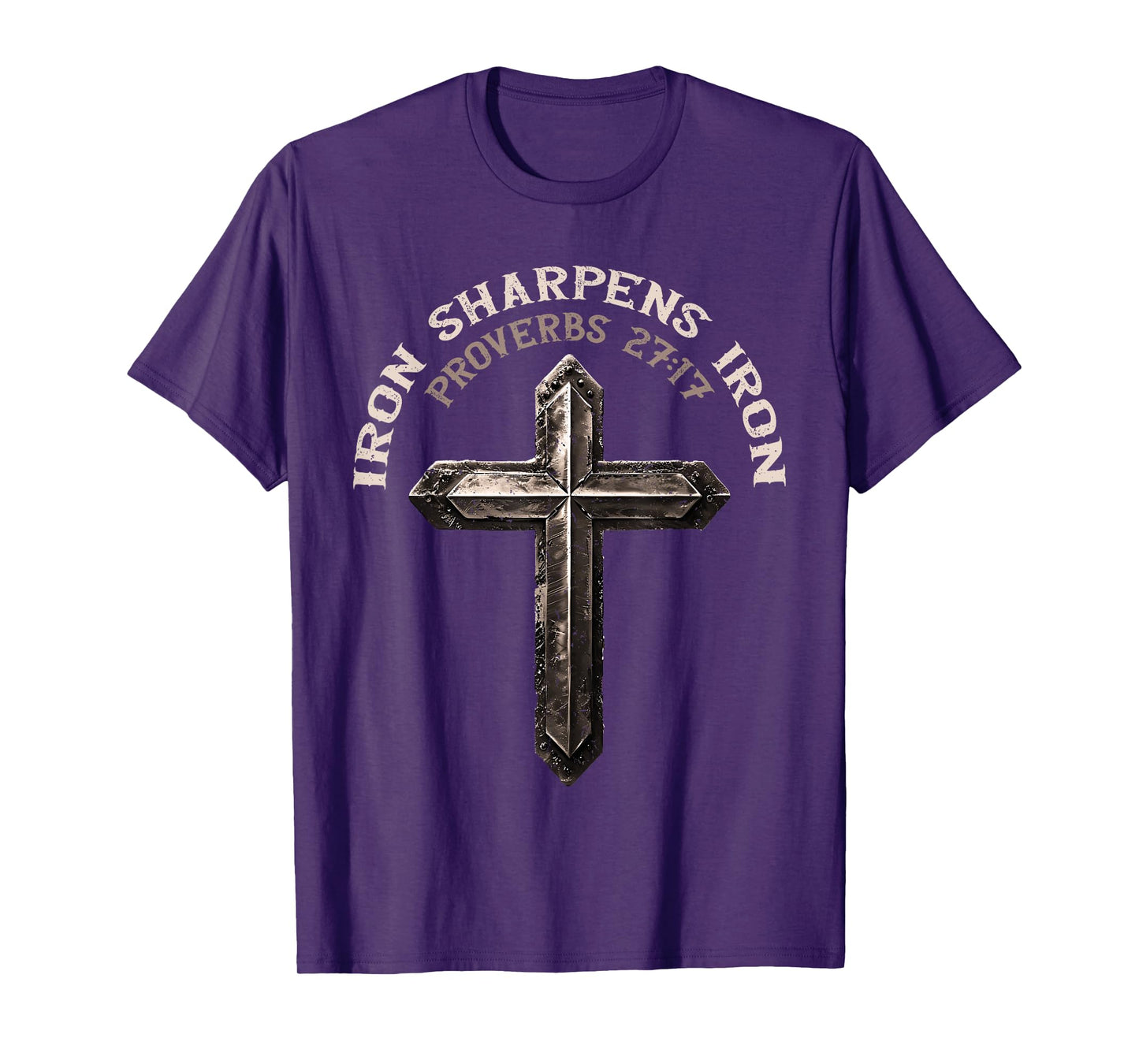 Iron Sharpens Iron Proverbs Christian Gym Workout Cross T-Shirt