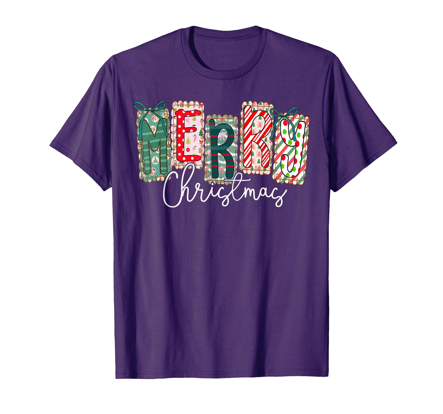 Coquette Bow Merry Christmas Xmas Family Pajamas Holiday T-Shirt