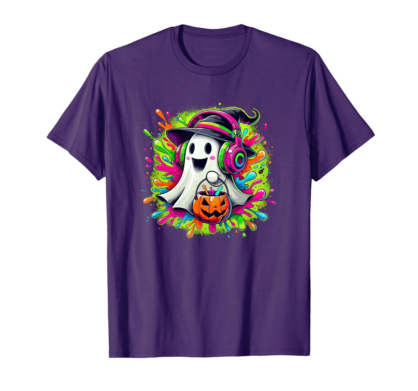 Splash Art Halloween Trick Or Treat Witch Ghost T-Shirt