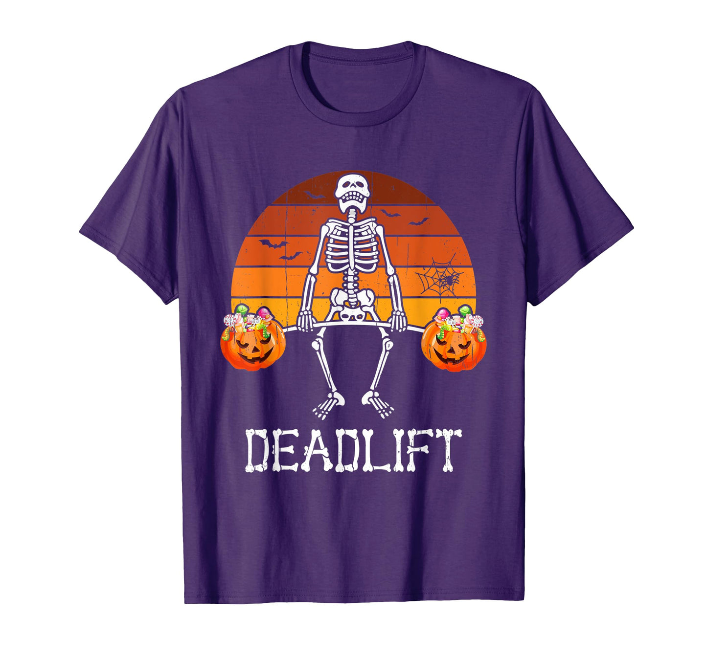 Skeleton Dead Lift Candy Buckets Gym Workout Halloween T-Shirt