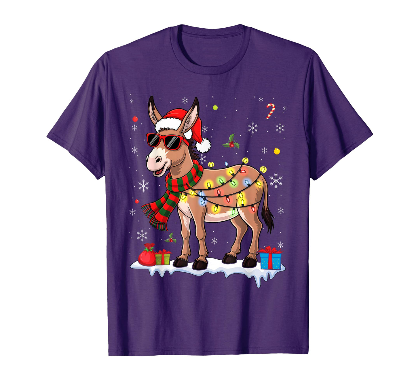 Xmas Lighting Holiday Santa Donkey Christmas T-Shirt